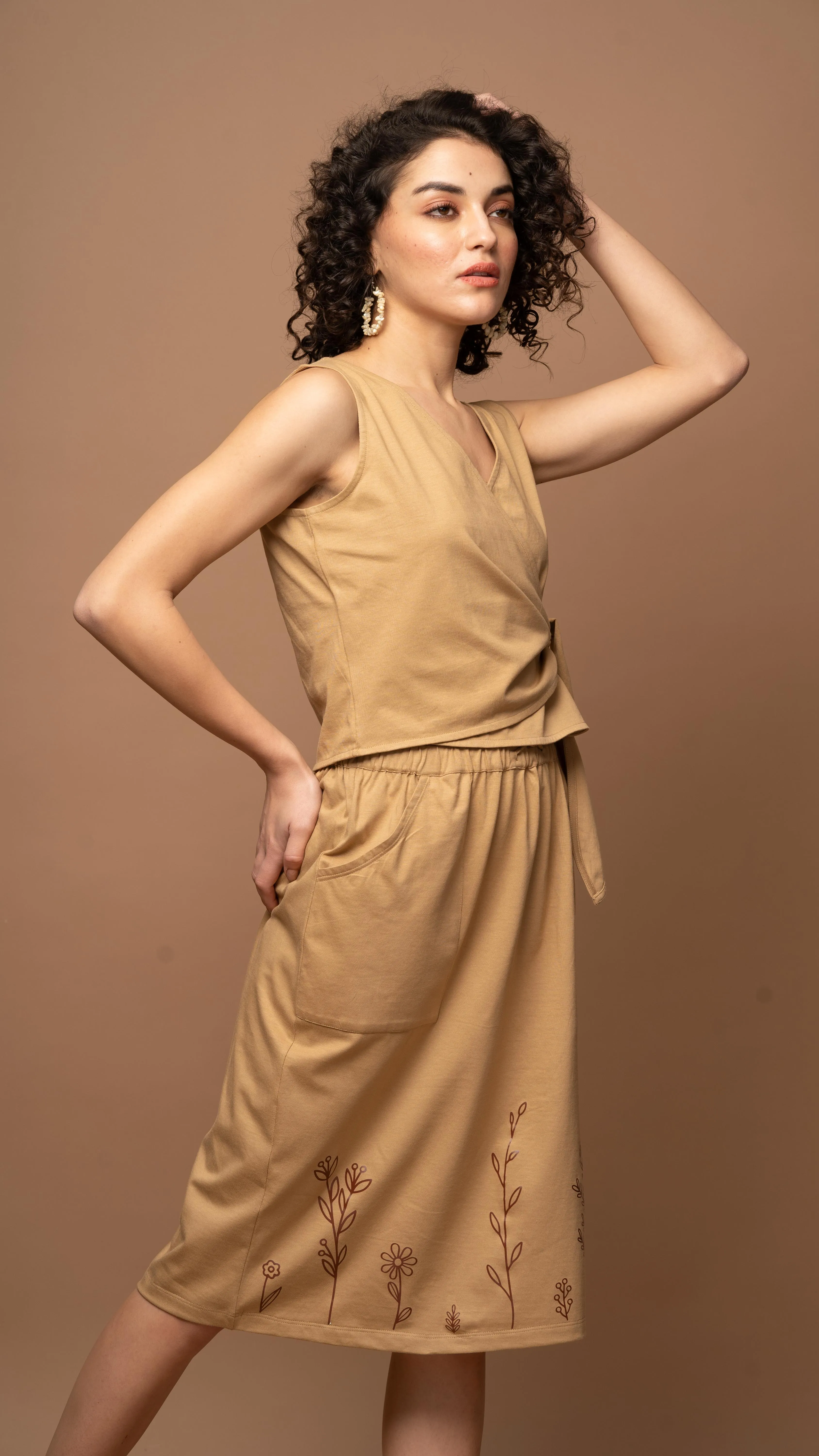 Sands & Leaves - Beige Skirt Co-ord
