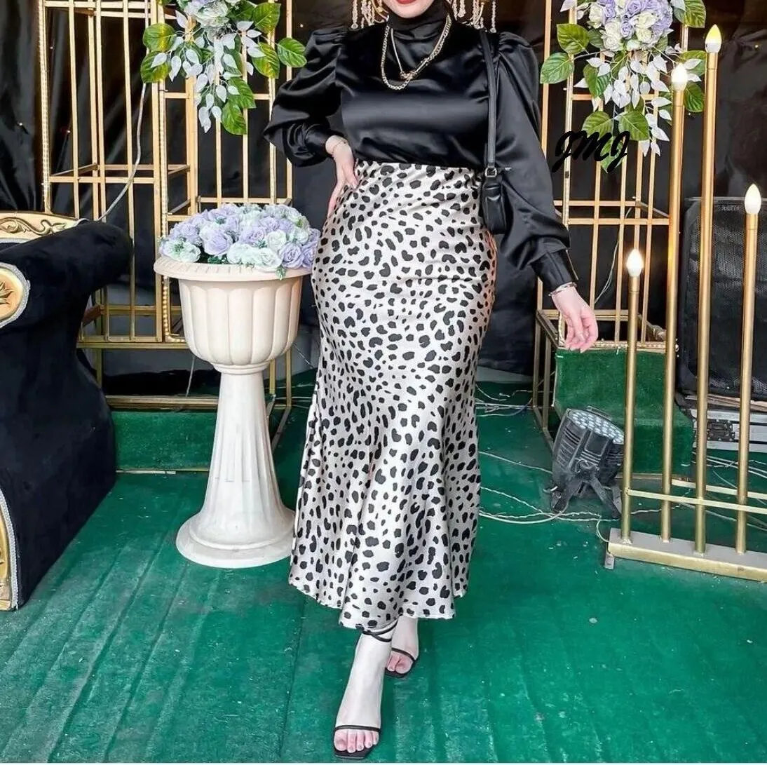 Satin Skirt like Silk High Waist Long Mermaid Trumpet Skirt