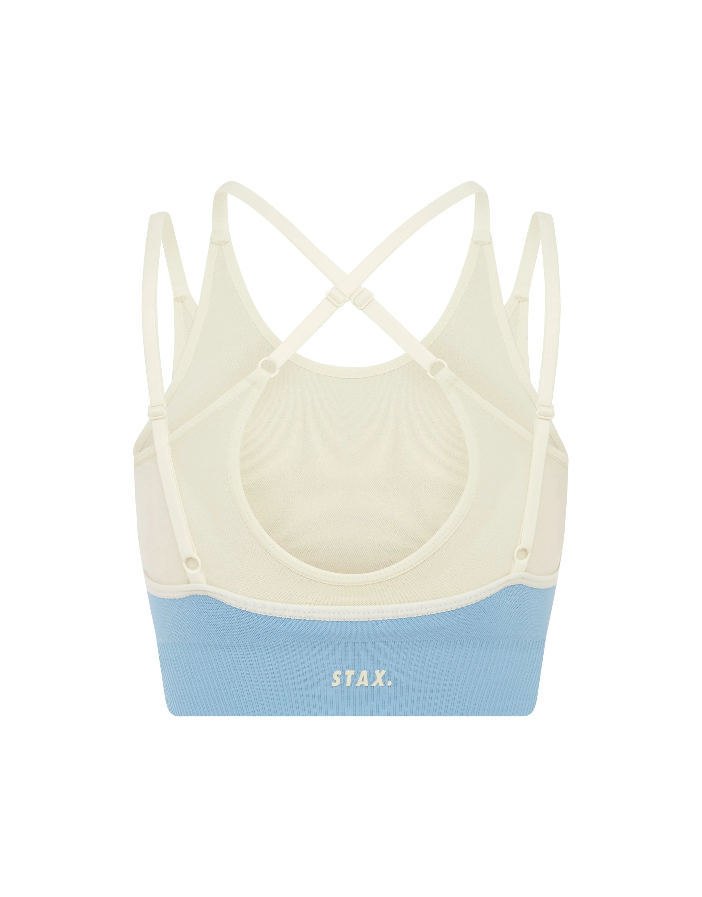 Seamless Kic Layered Crop - Blue/Cream