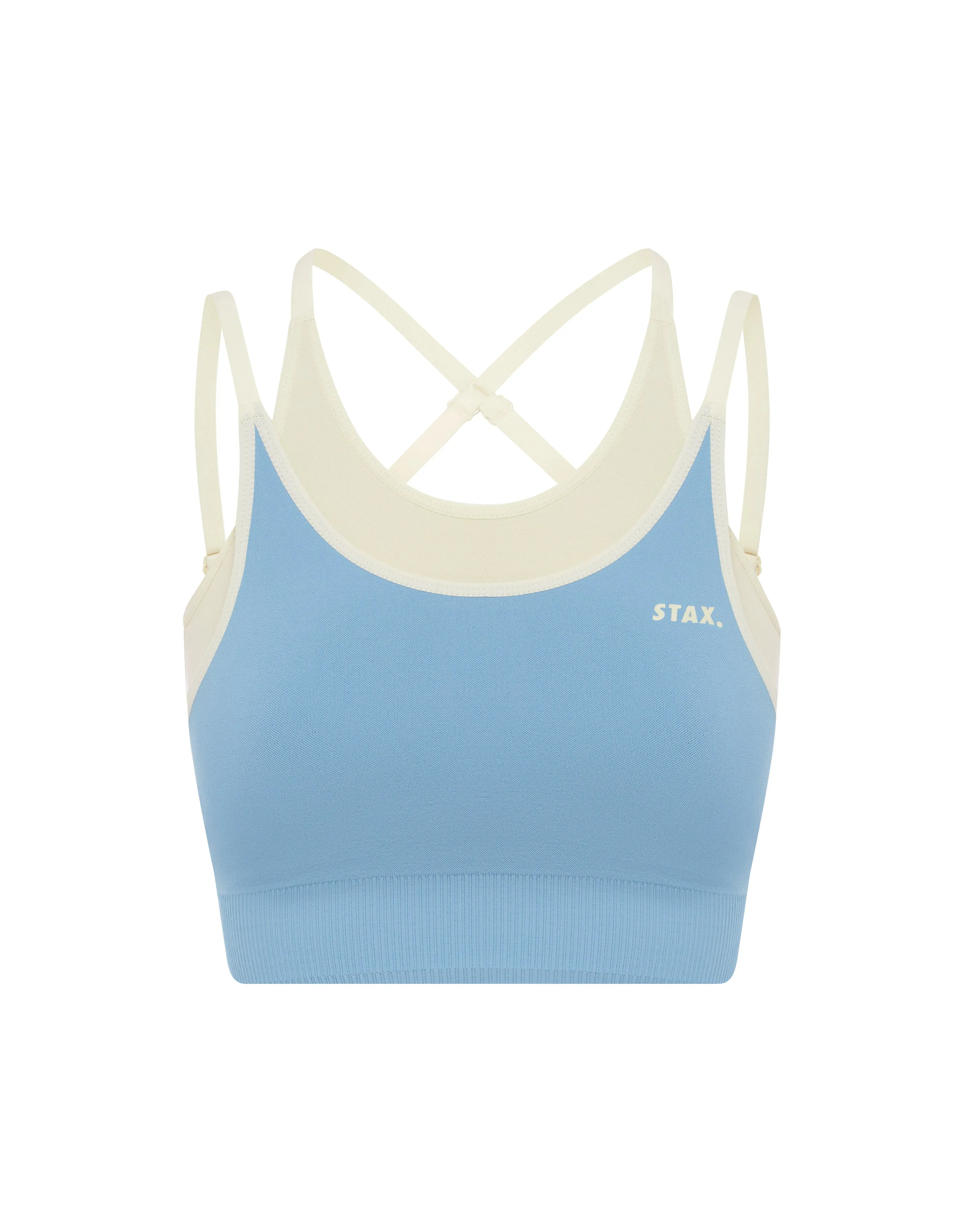Seamless Kic Layered Crop - Blue/Cream