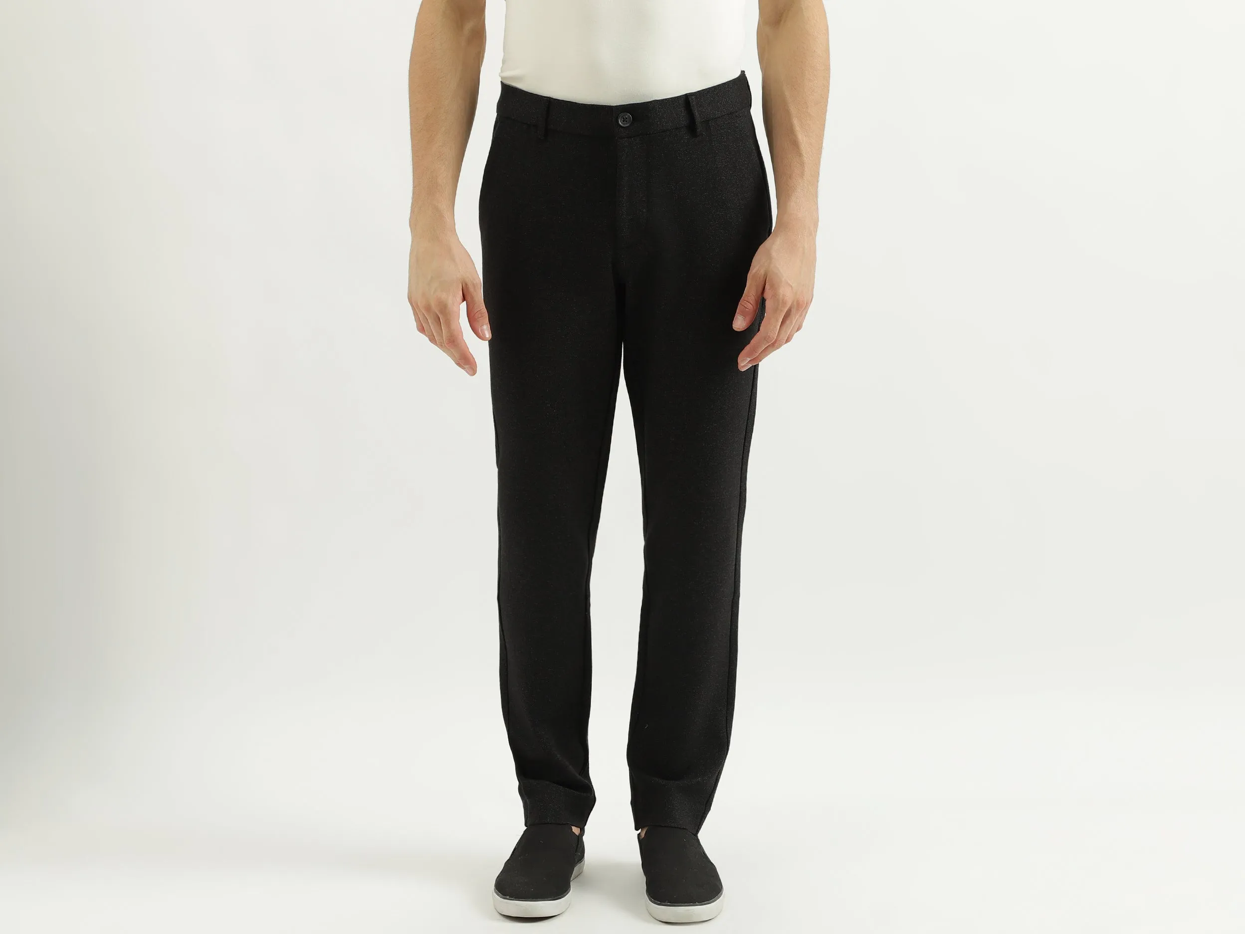 Self Design Slim Fit Trousers