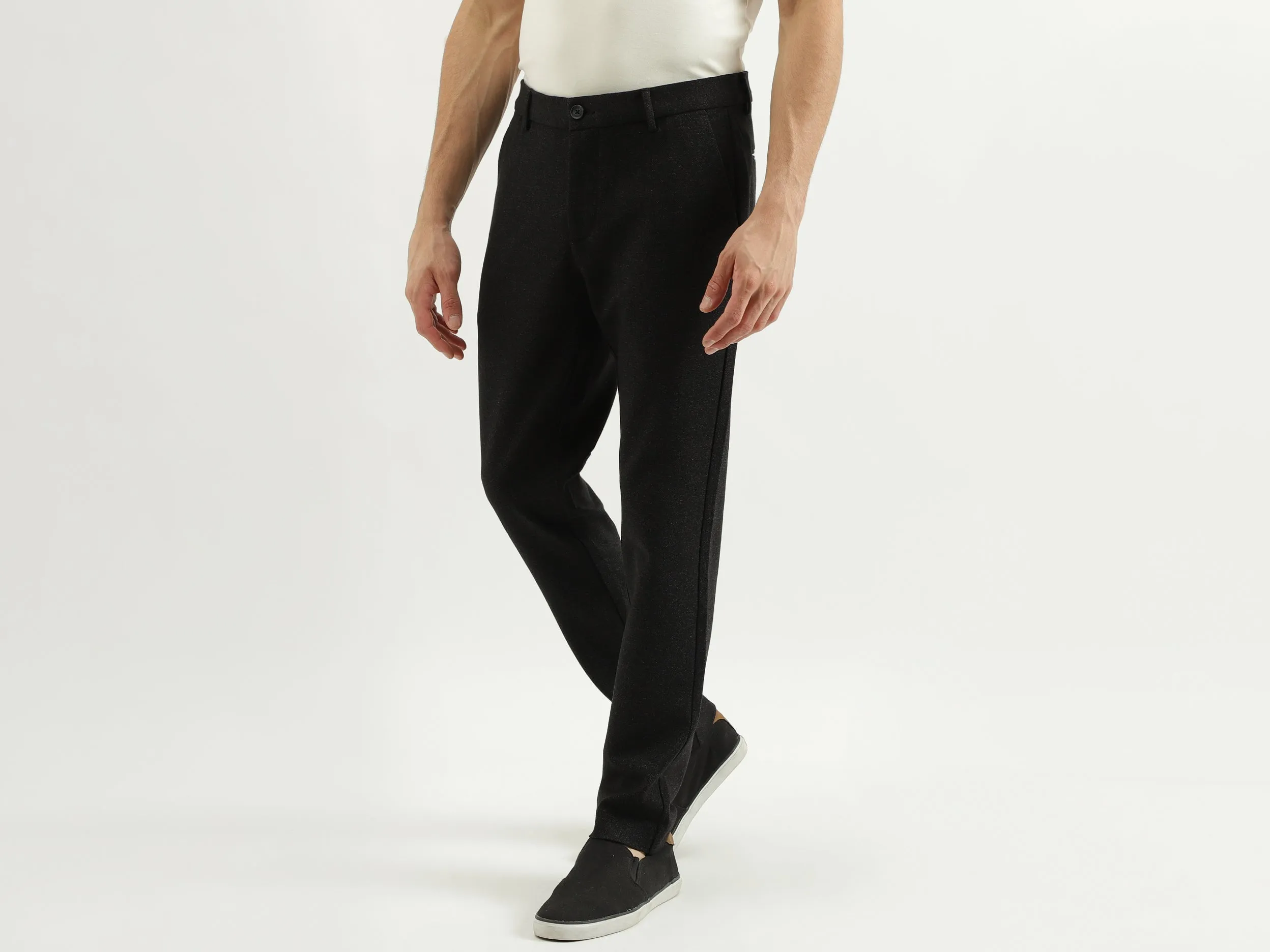Self Design Slim Fit Trousers
