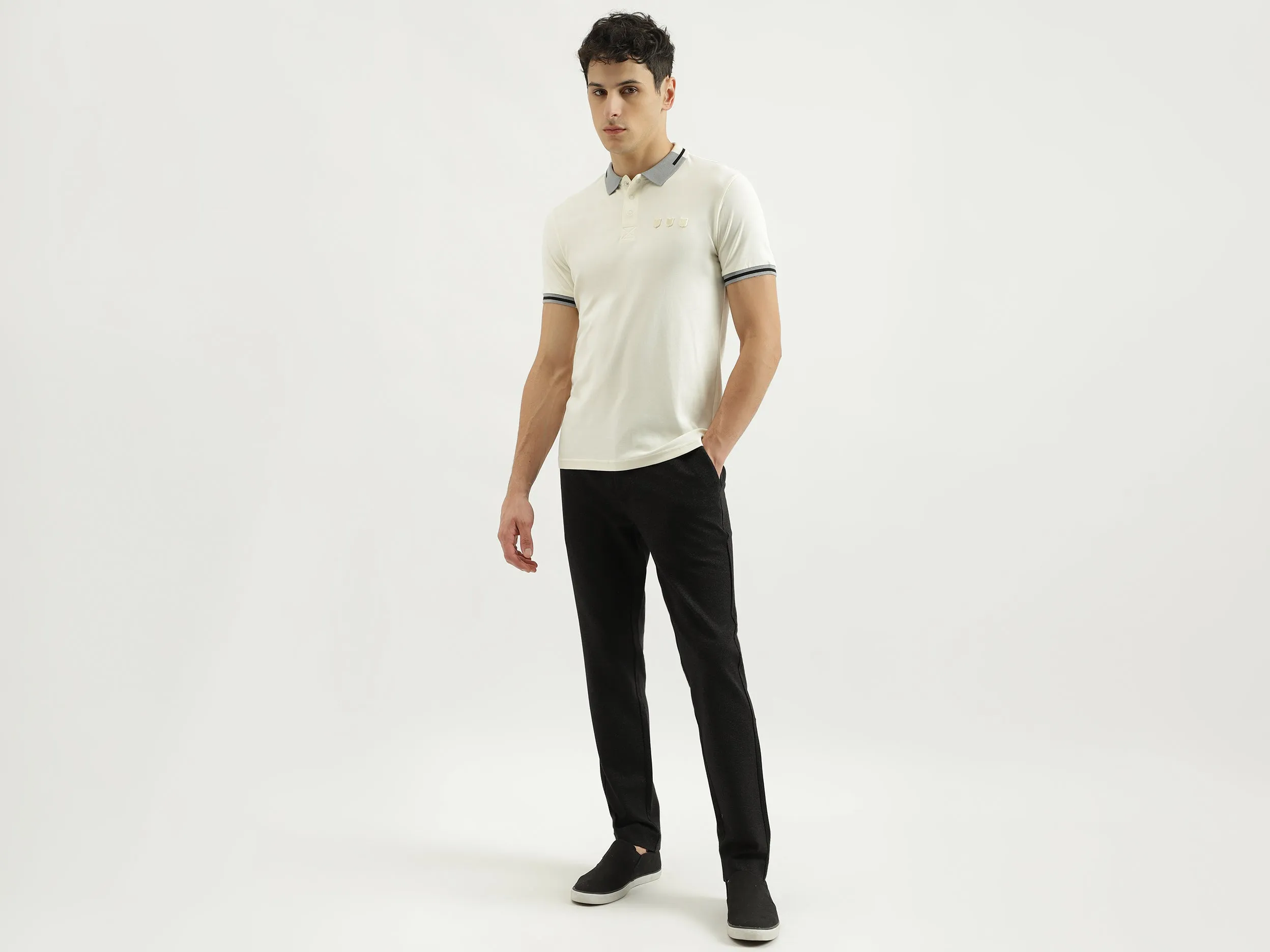Self Design Slim Fit Trousers