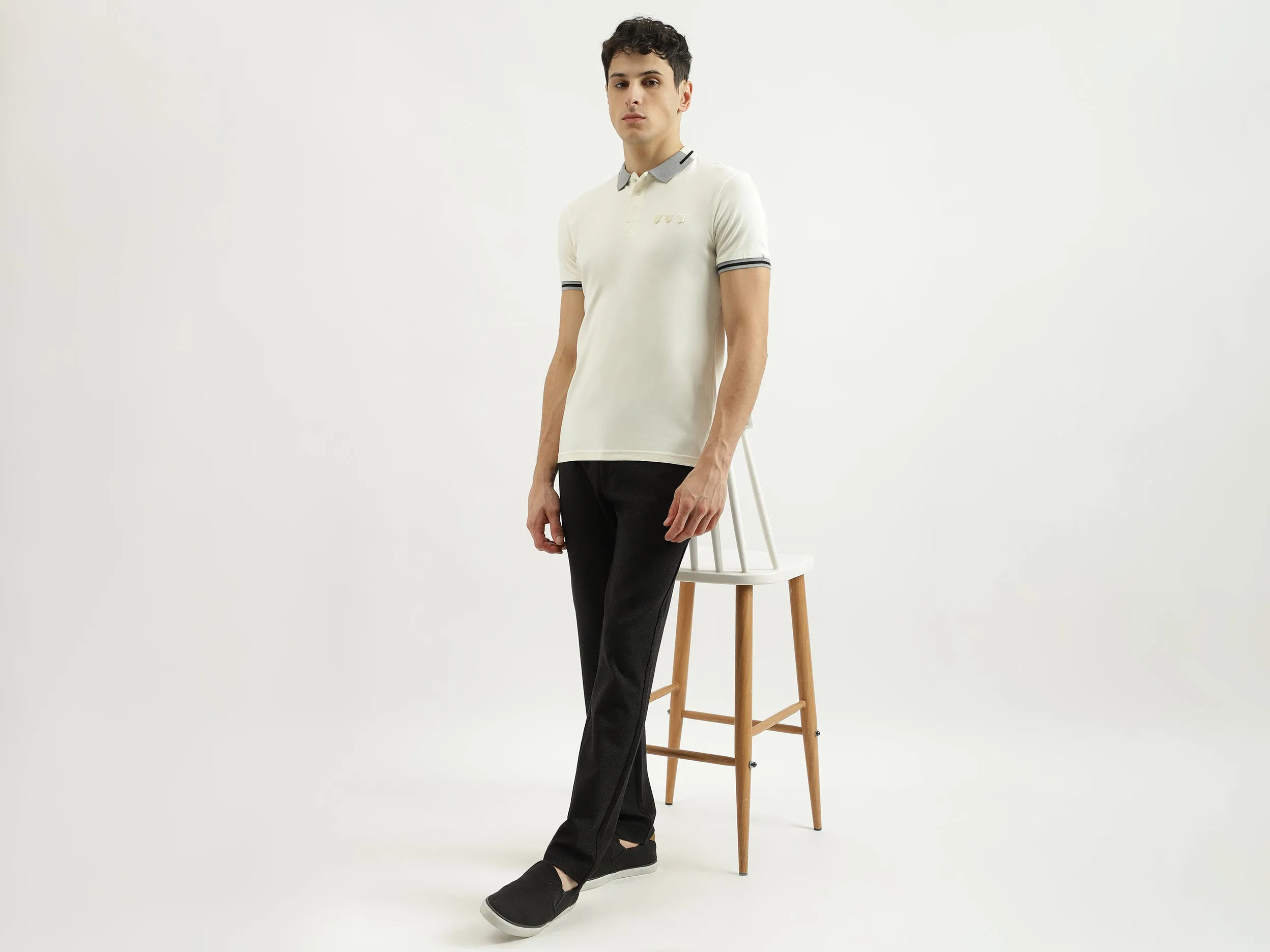 Self Design Slim Fit Trousers