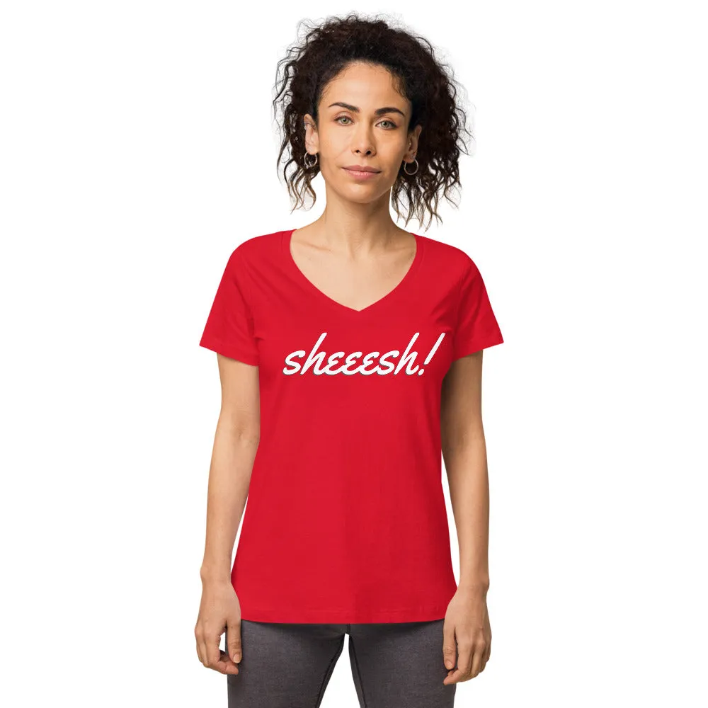 Sheeesh Women’s fitted v-neck t-shirt
