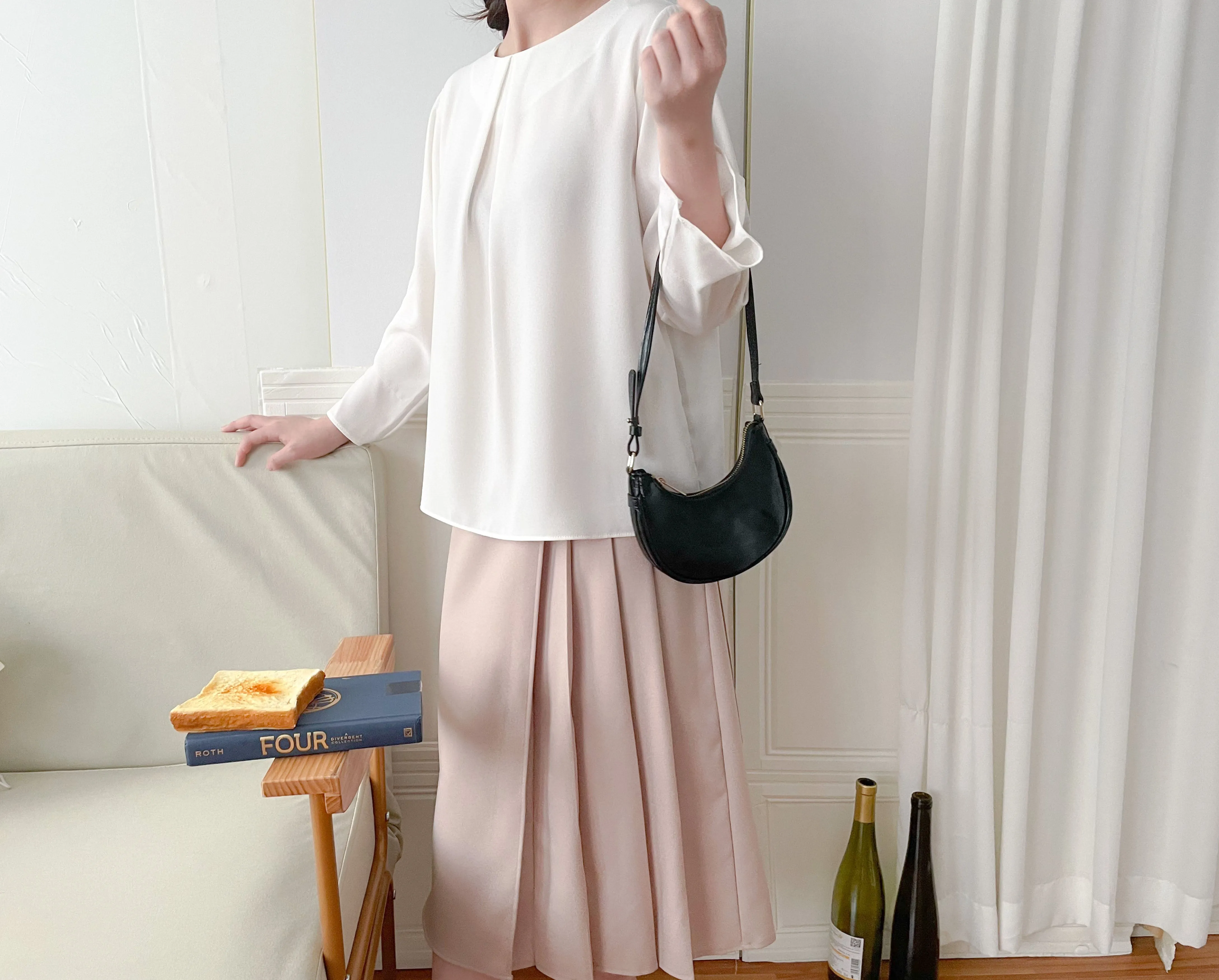 Side Pleated 側釦設計不規則半身裙, Skirt/ SK8797