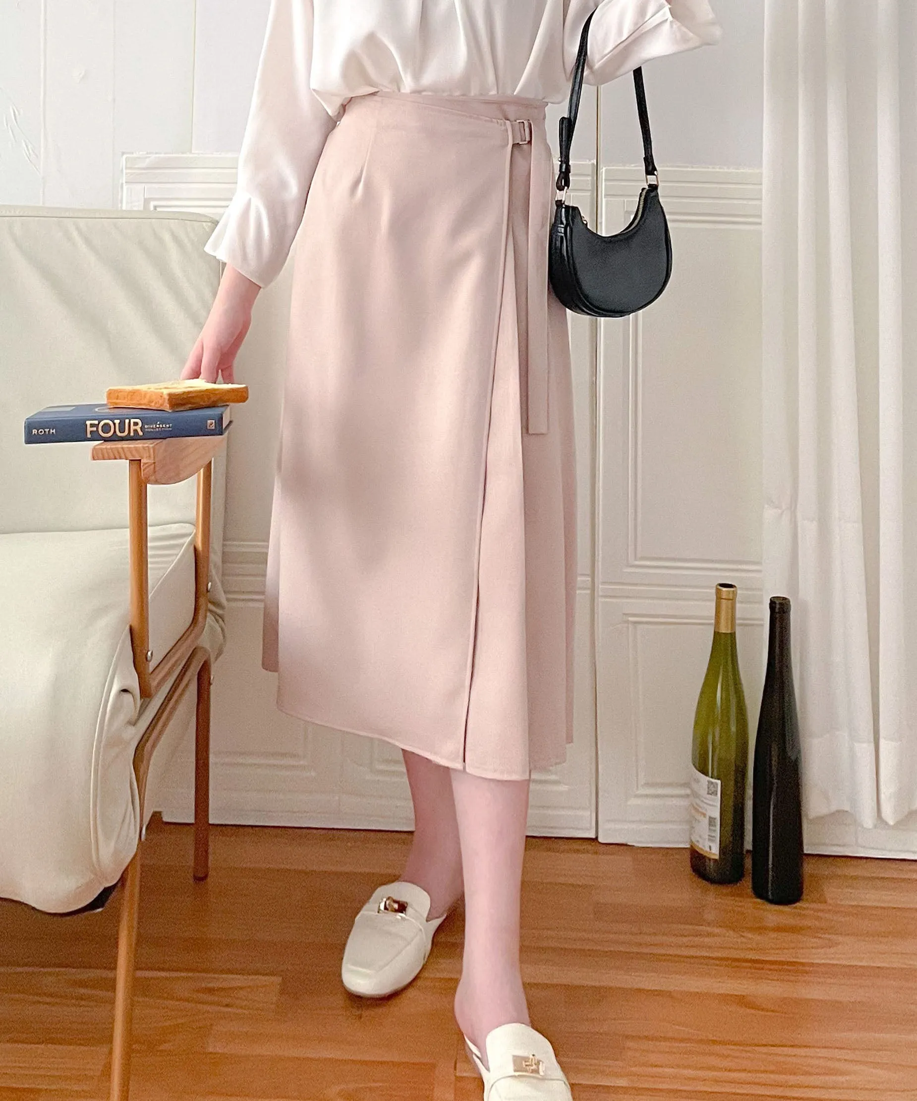 Side Pleated 側釦設計不規則半身裙, Skirt/ SK8797