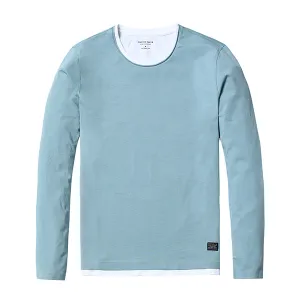 SIMWOOD 2018 Autumn New Fake Double Layered T-Shirt Men Long Sleeve 100% Cotton Fashion Tops High Quality Slim Fit Tees 180109