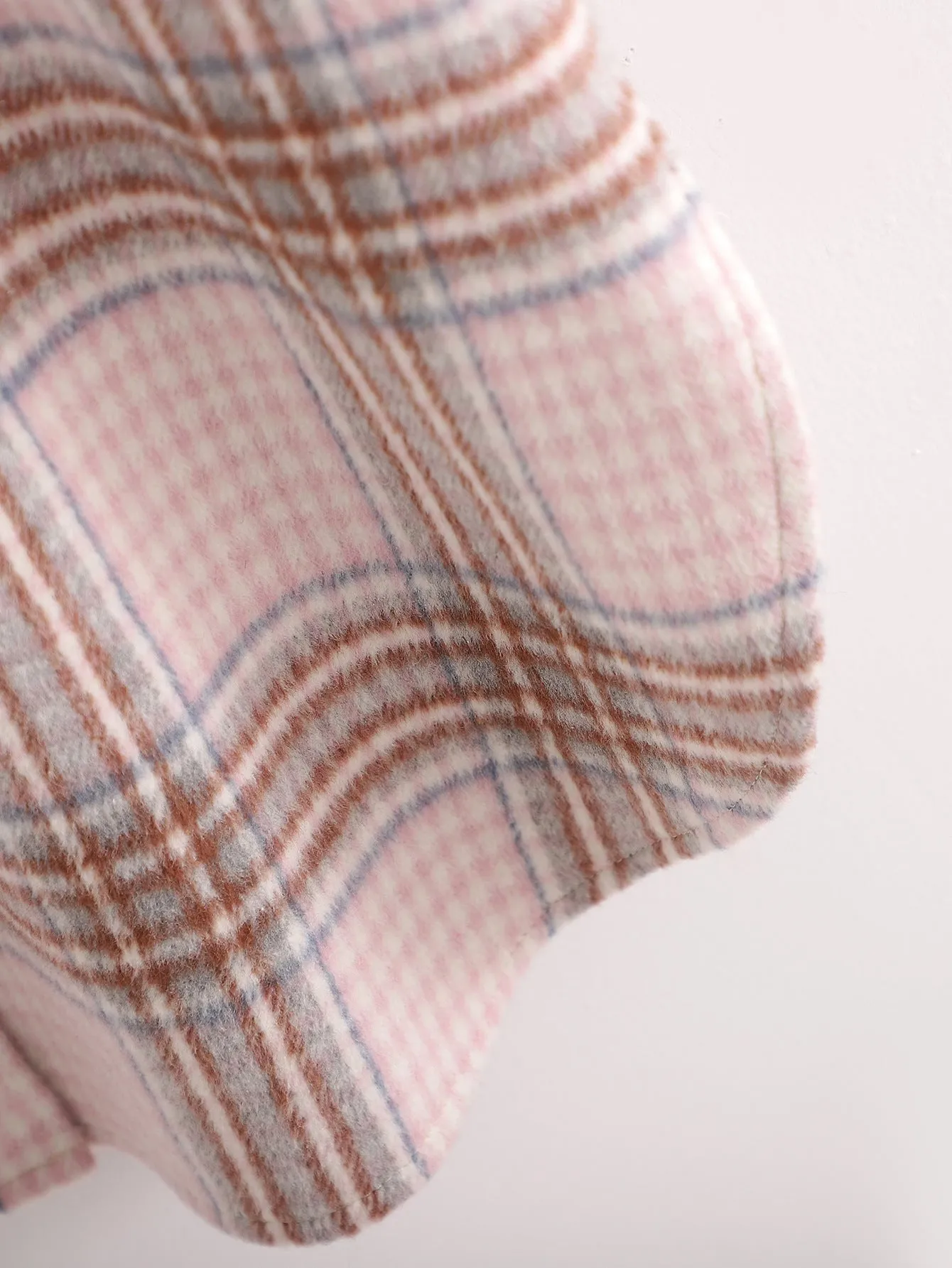 Single-breasted Pocket Geometry Plaid Elastic Sleeves Outerwear