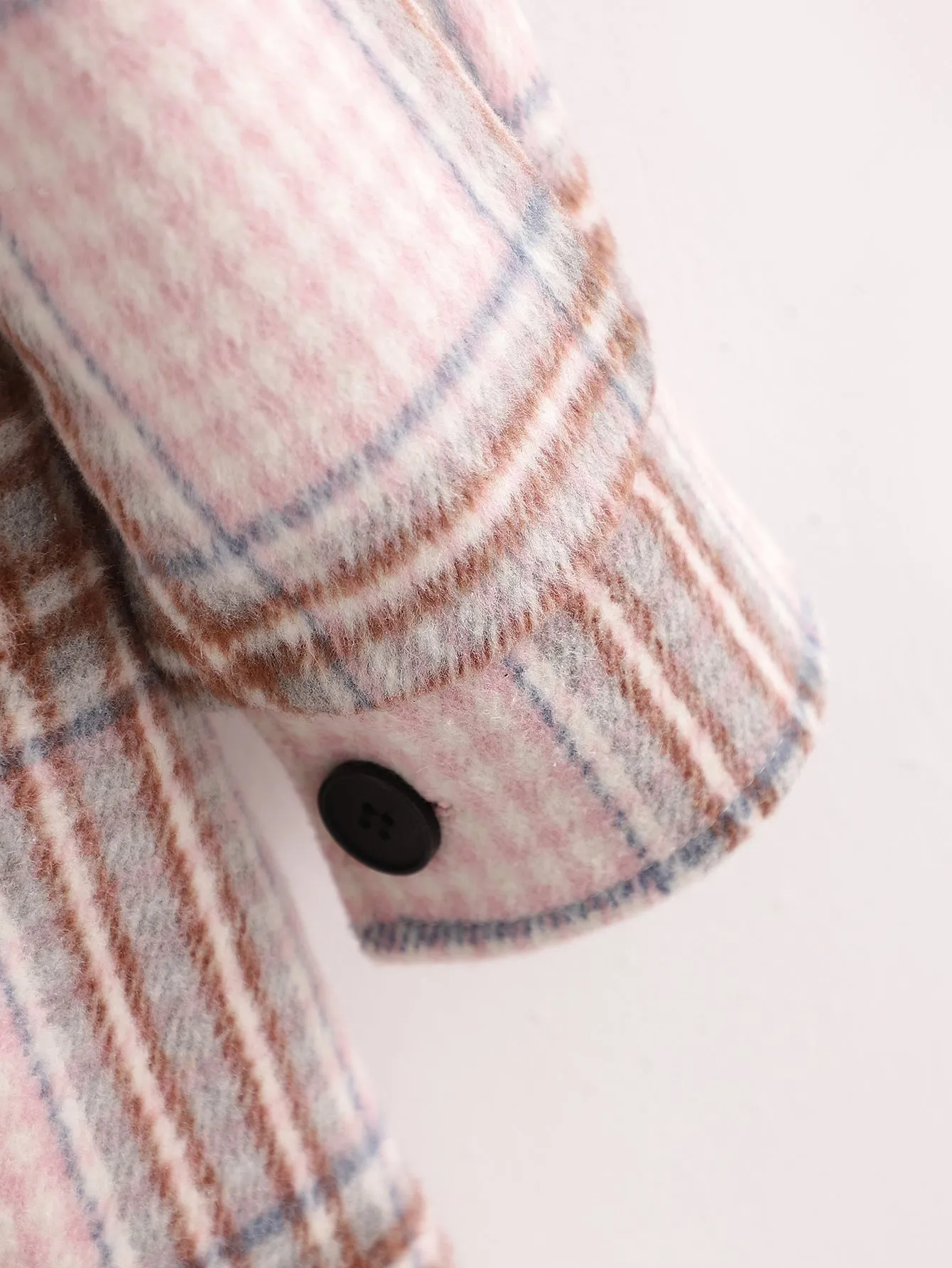 Single-breasted Pocket Geometry Plaid Elastic Sleeves Outerwear