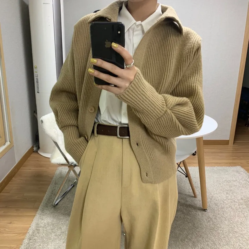 Single-breasted Vintage Lapel Sweater Outerwear