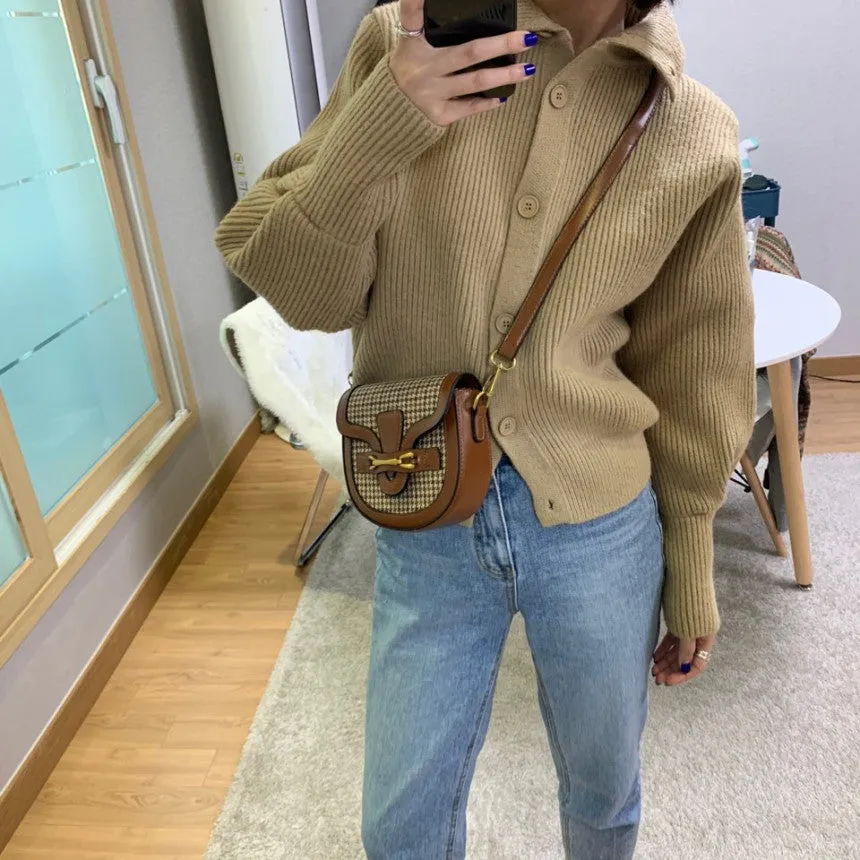 Single-breasted Vintage Lapel Sweater Outerwear