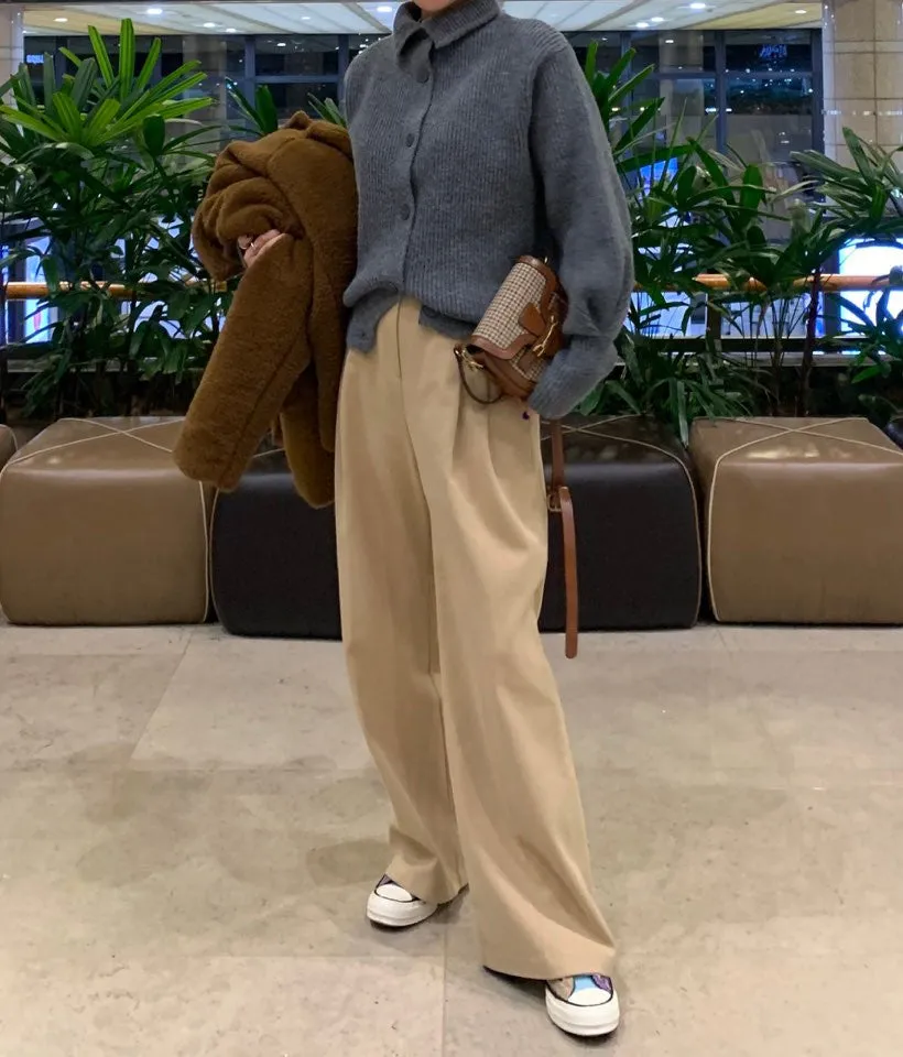 Single-breasted Vintage Lapel Sweater Outerwear