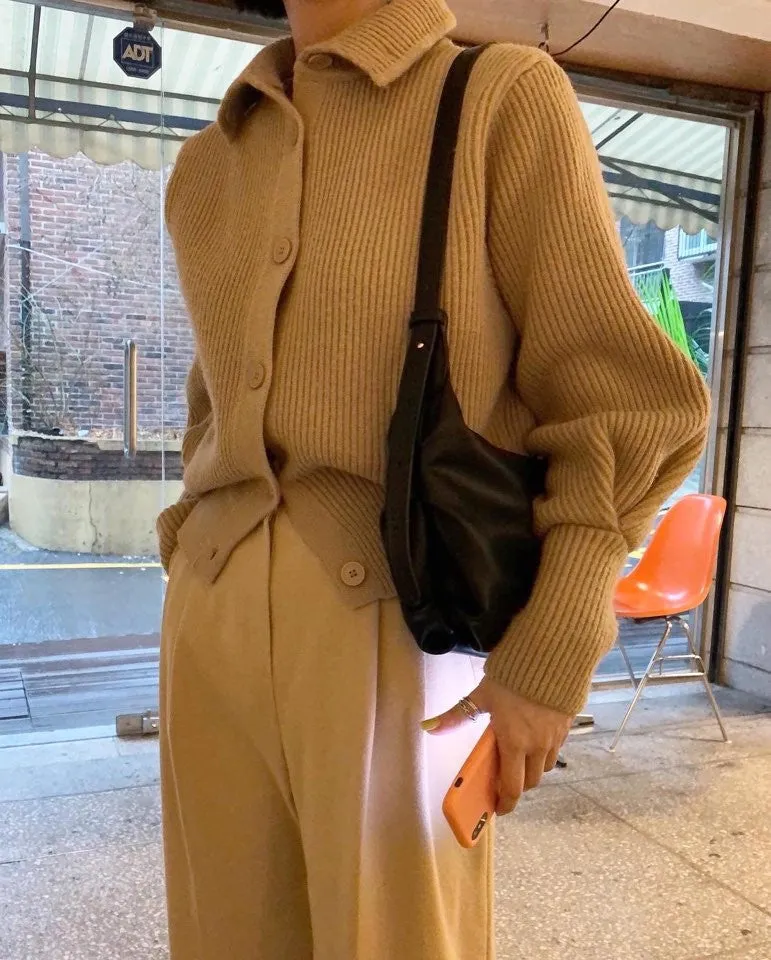 Single-breasted Vintage Lapel Sweater Outerwear