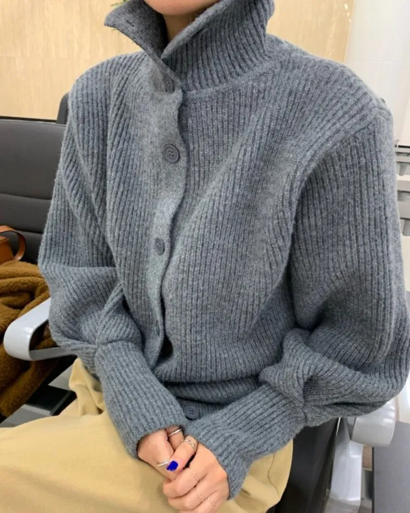 Single-breasted Vintage Lapel Sweater Outerwear