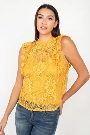 Sleeveless Lace Lining Top