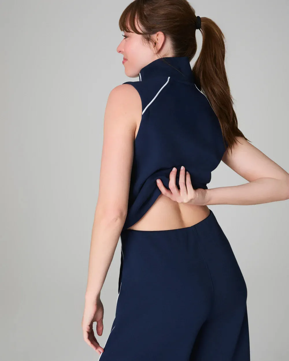 Sleeveless Mockneck Jumpsuit Navy