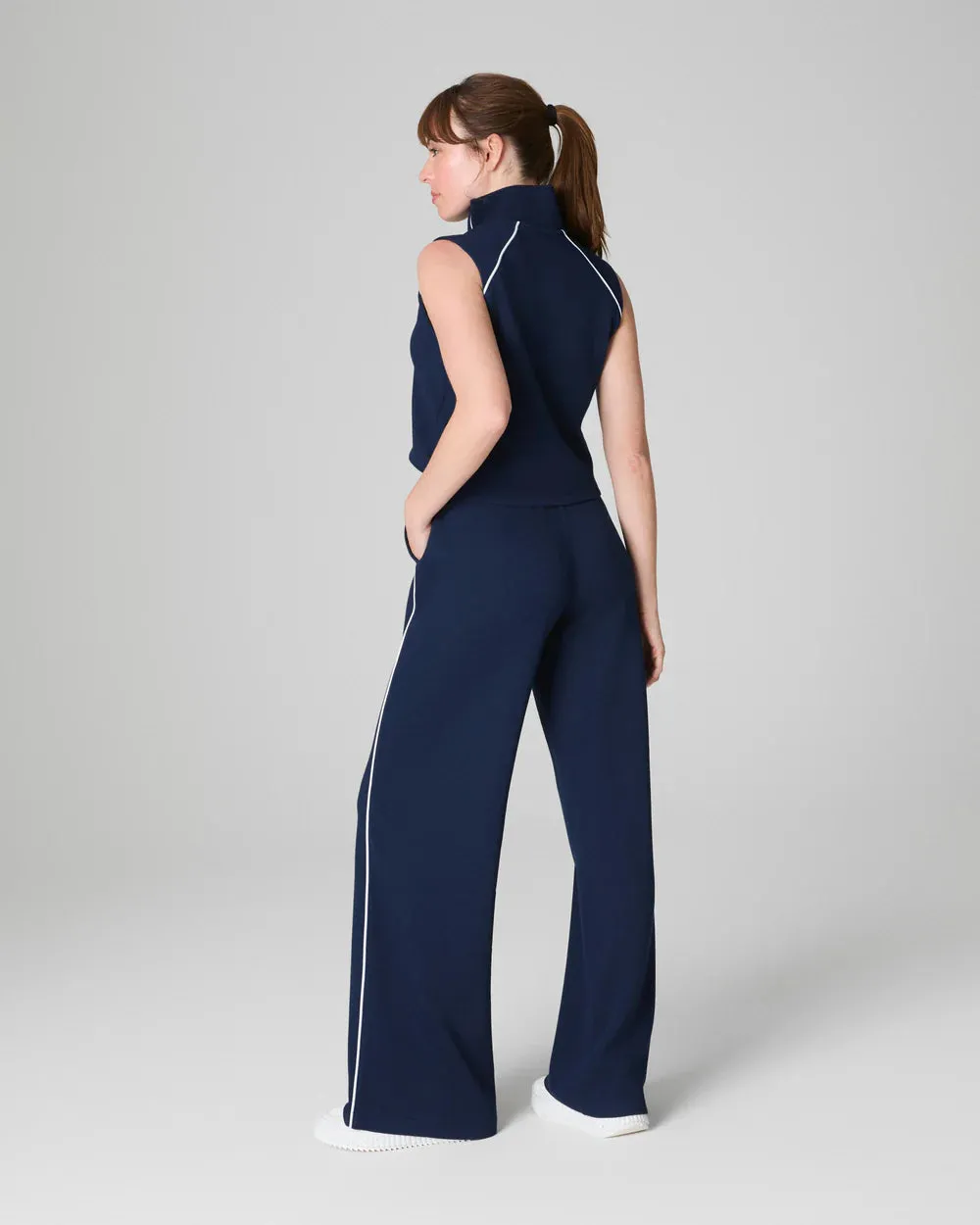Sleeveless Mockneck Jumpsuit Navy