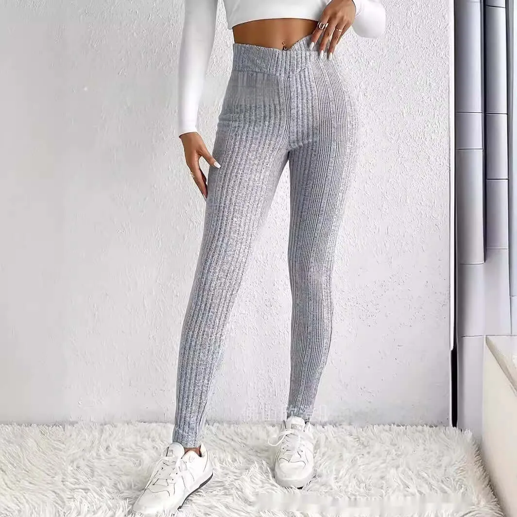 Slim-fit Bottoming Solid Color Trousers