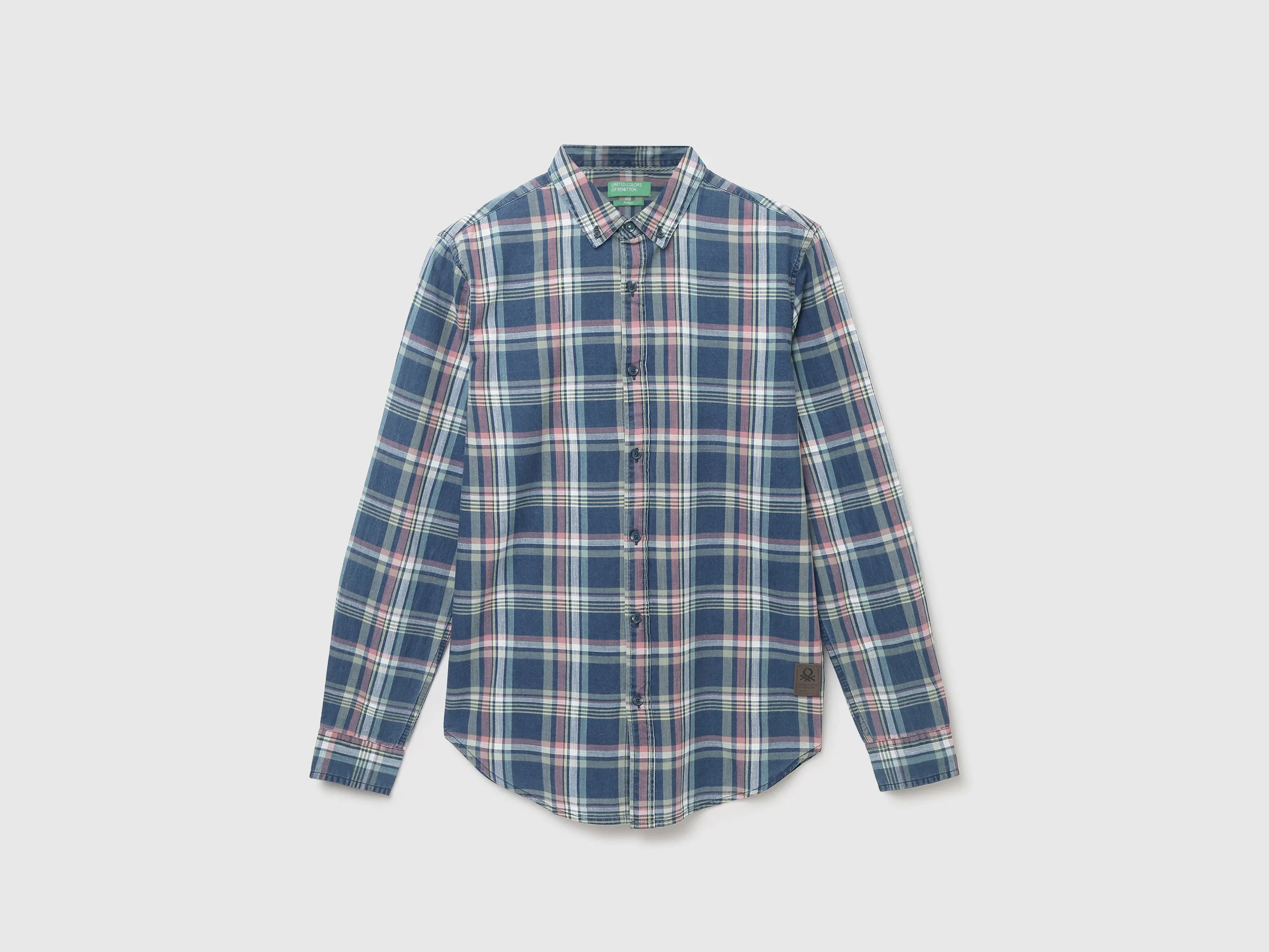 Slim Fit Button Down Collar Plaid Shirt