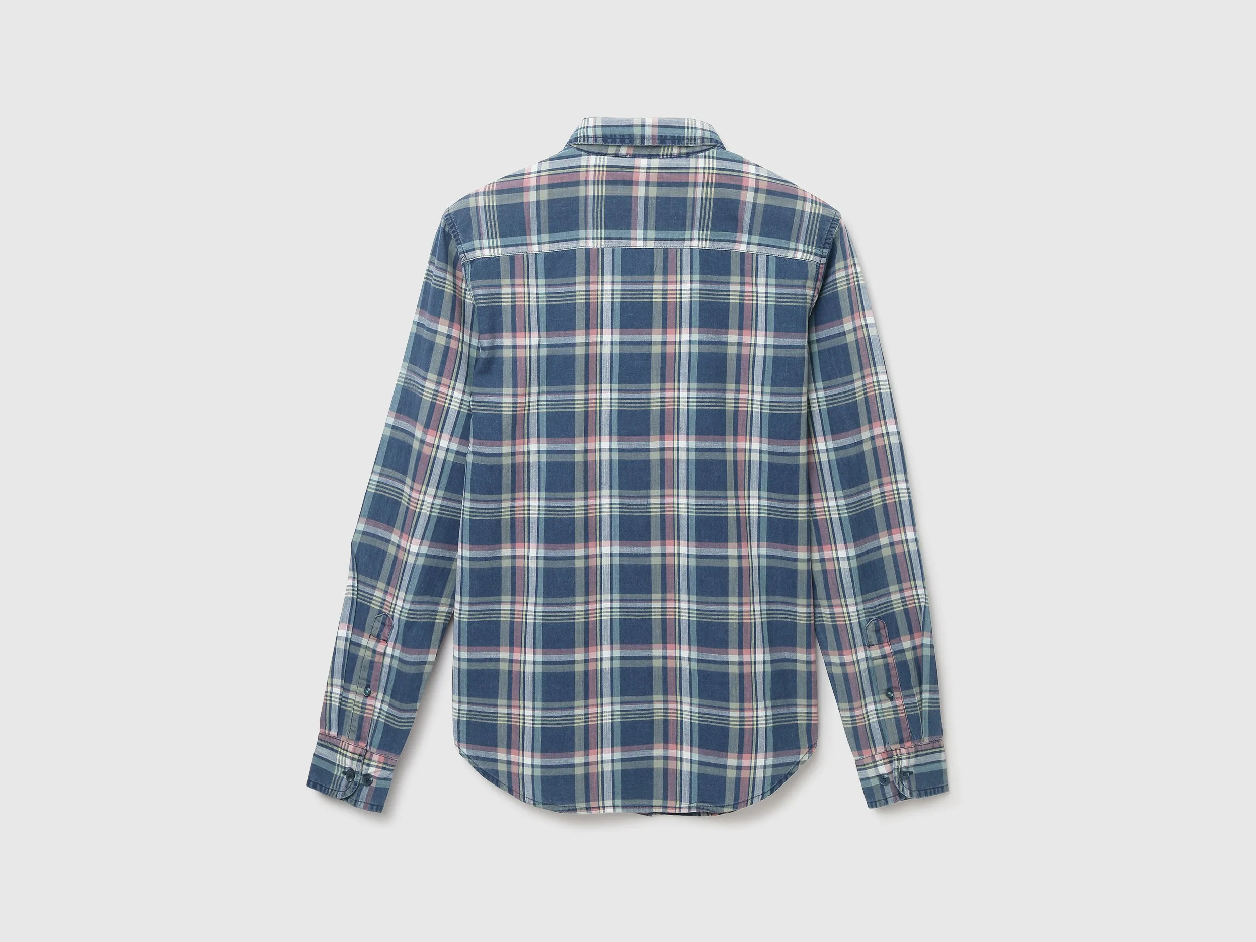 Slim Fit Button Down Collar Plaid Shirt