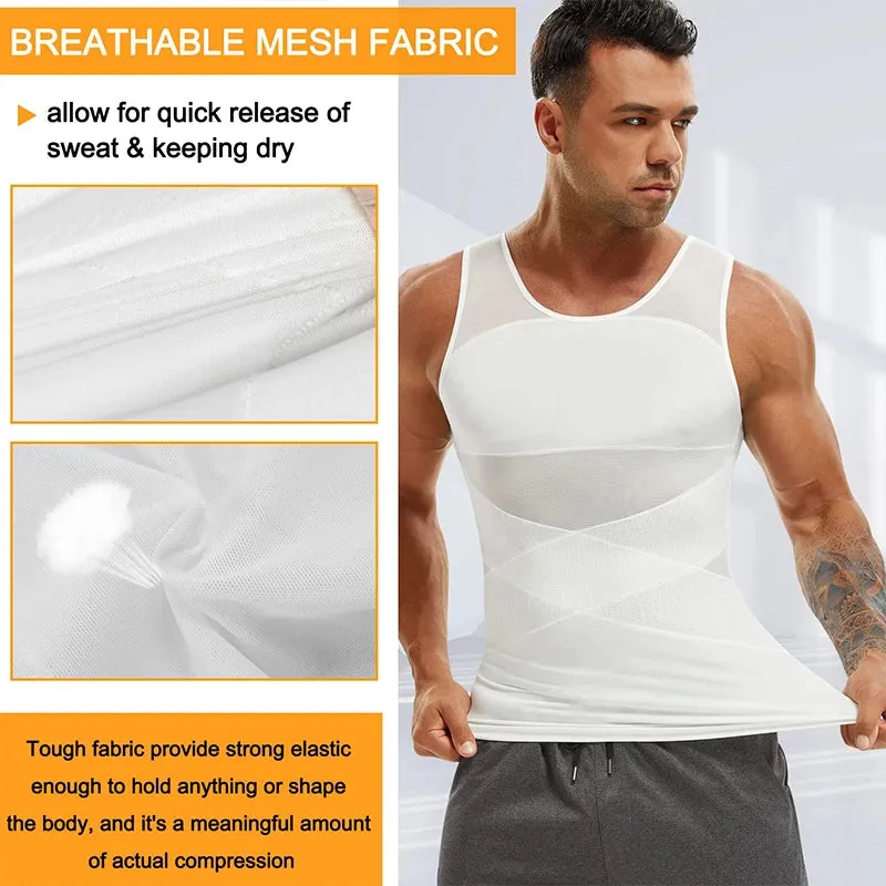 Slimming Firm Tummy Control Compression Undershirt Shapewear for Men
