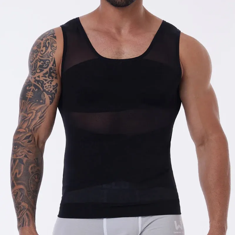 Slimming Firm Tummy Control Compression Undershirt Shapewear for Men