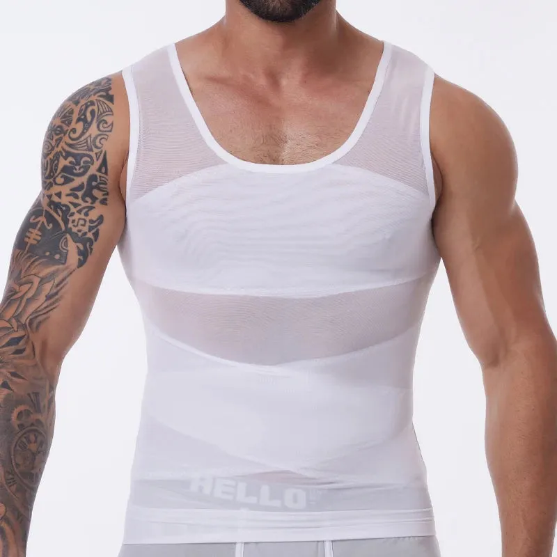 Slimming Firm Tummy Control Compression Undershirt Shapewear for Men