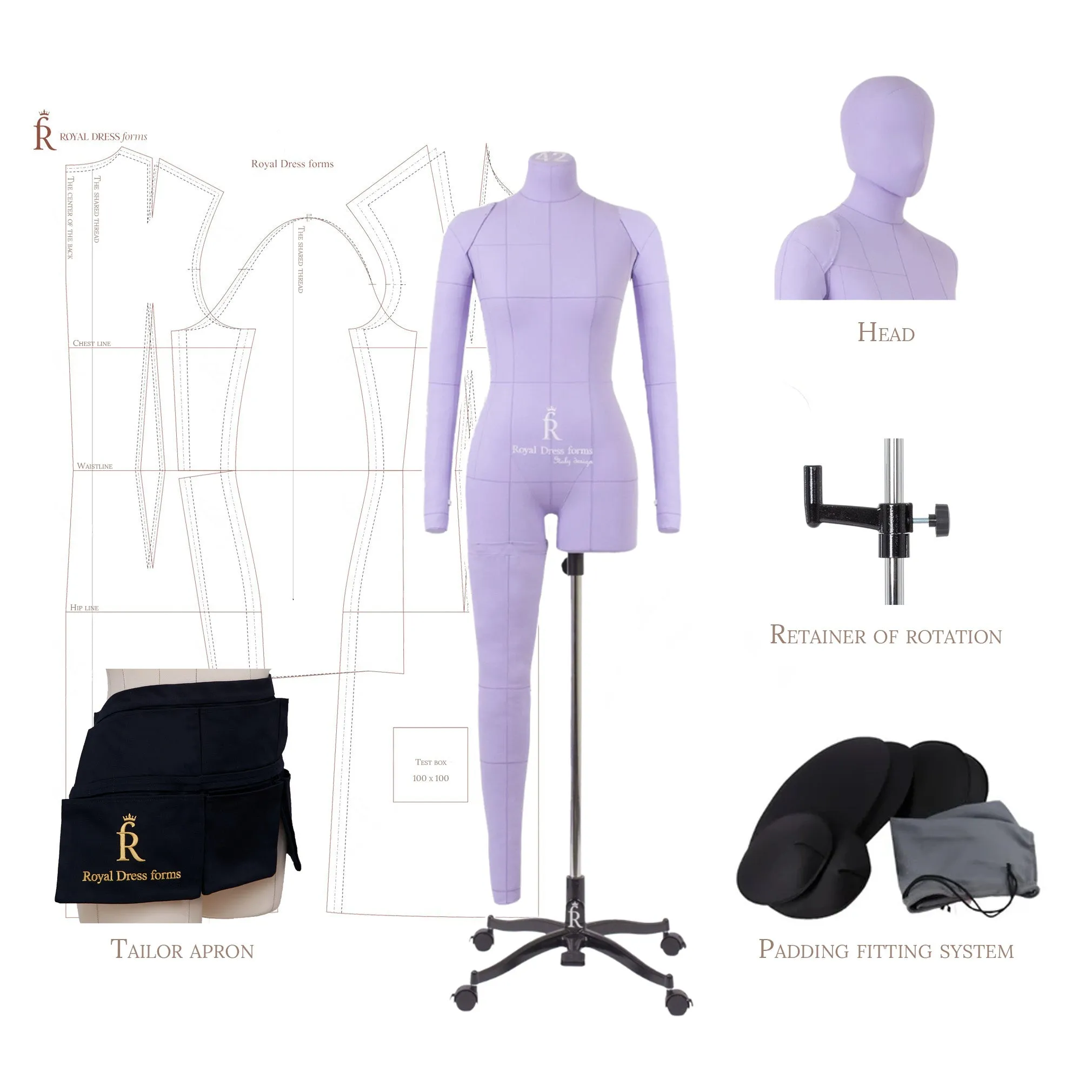 Soft tailor’s dress form Monica, Art set