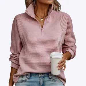 Solene - Classic V Neck Zipper Woman's Sweater