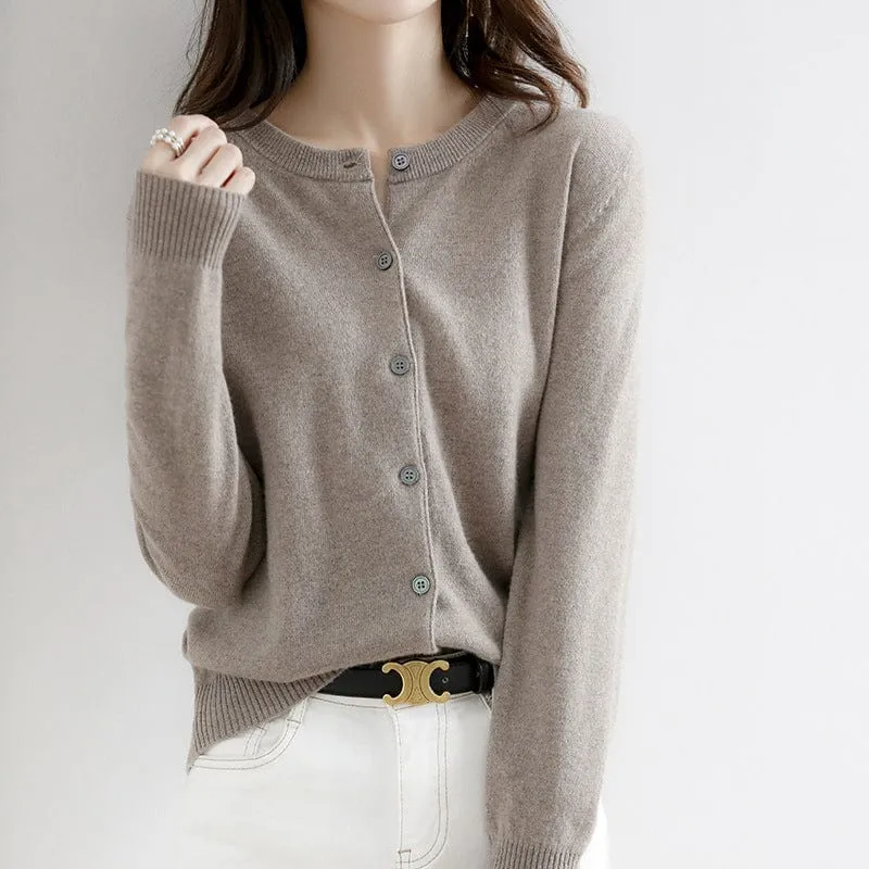 Solid Colour Women's Cardigan Sweater