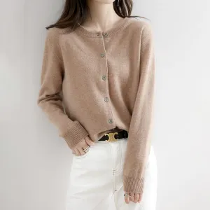 Solid Colour Women's Cardigan Sweater