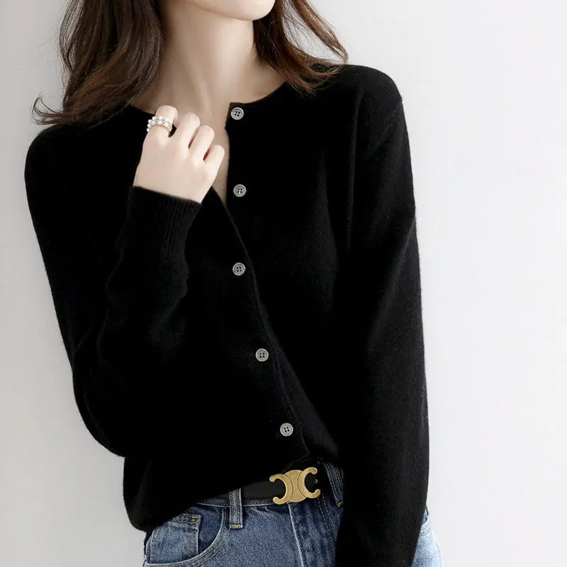 Solid Colour Women's Cardigan Sweater