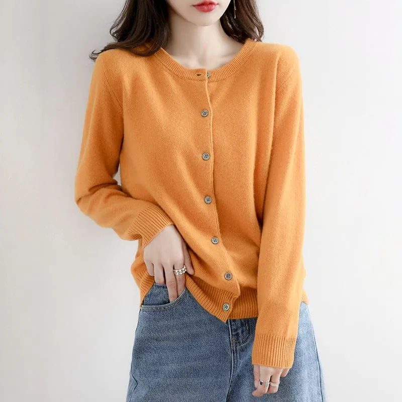 Solid Colour Women's Cardigan Sweater