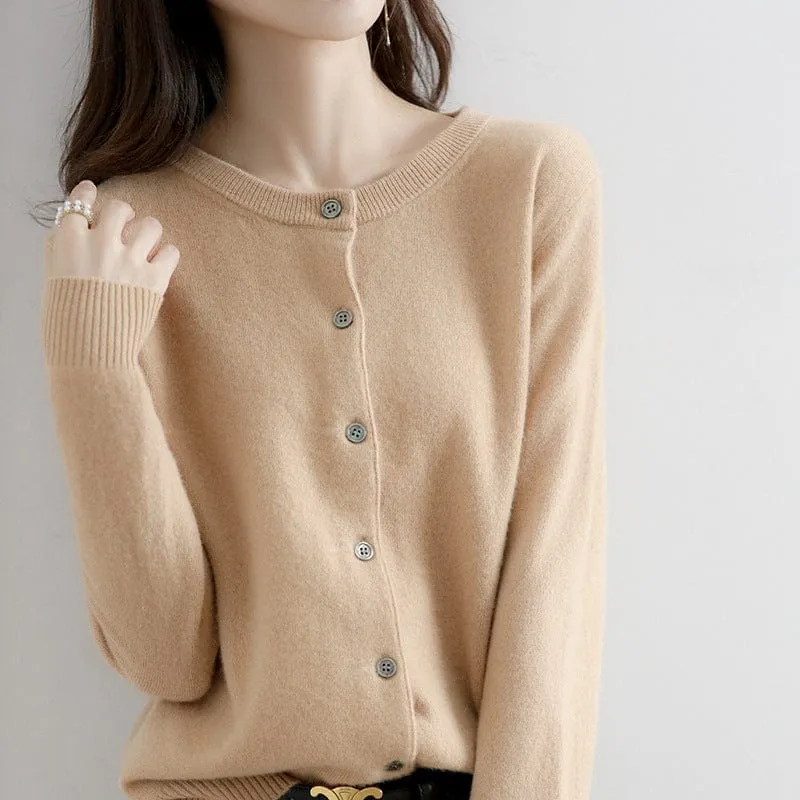 Solid Colour Women's Cardigan Sweater