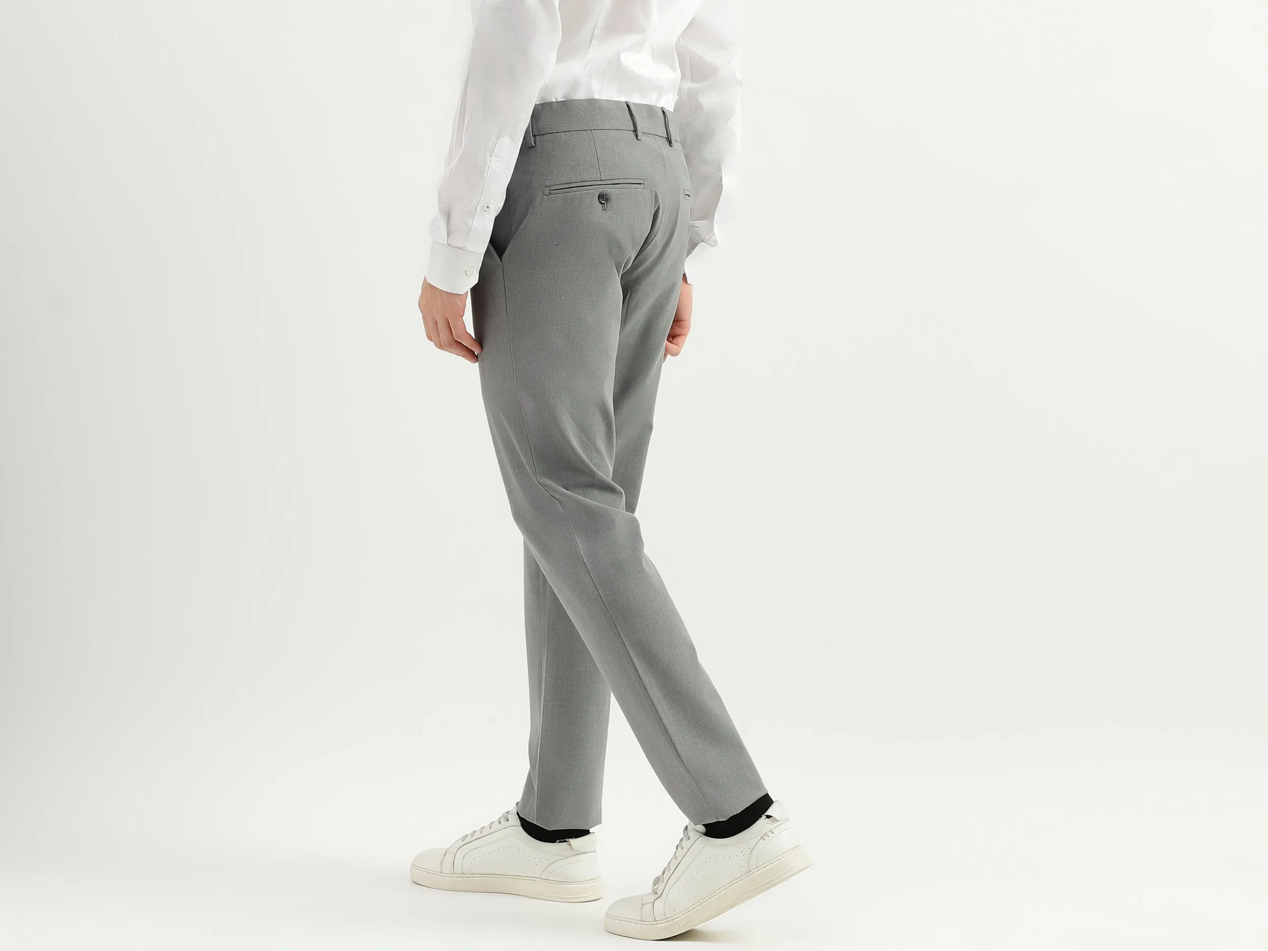 Solid Mid Rise Slim Fit Trousers
