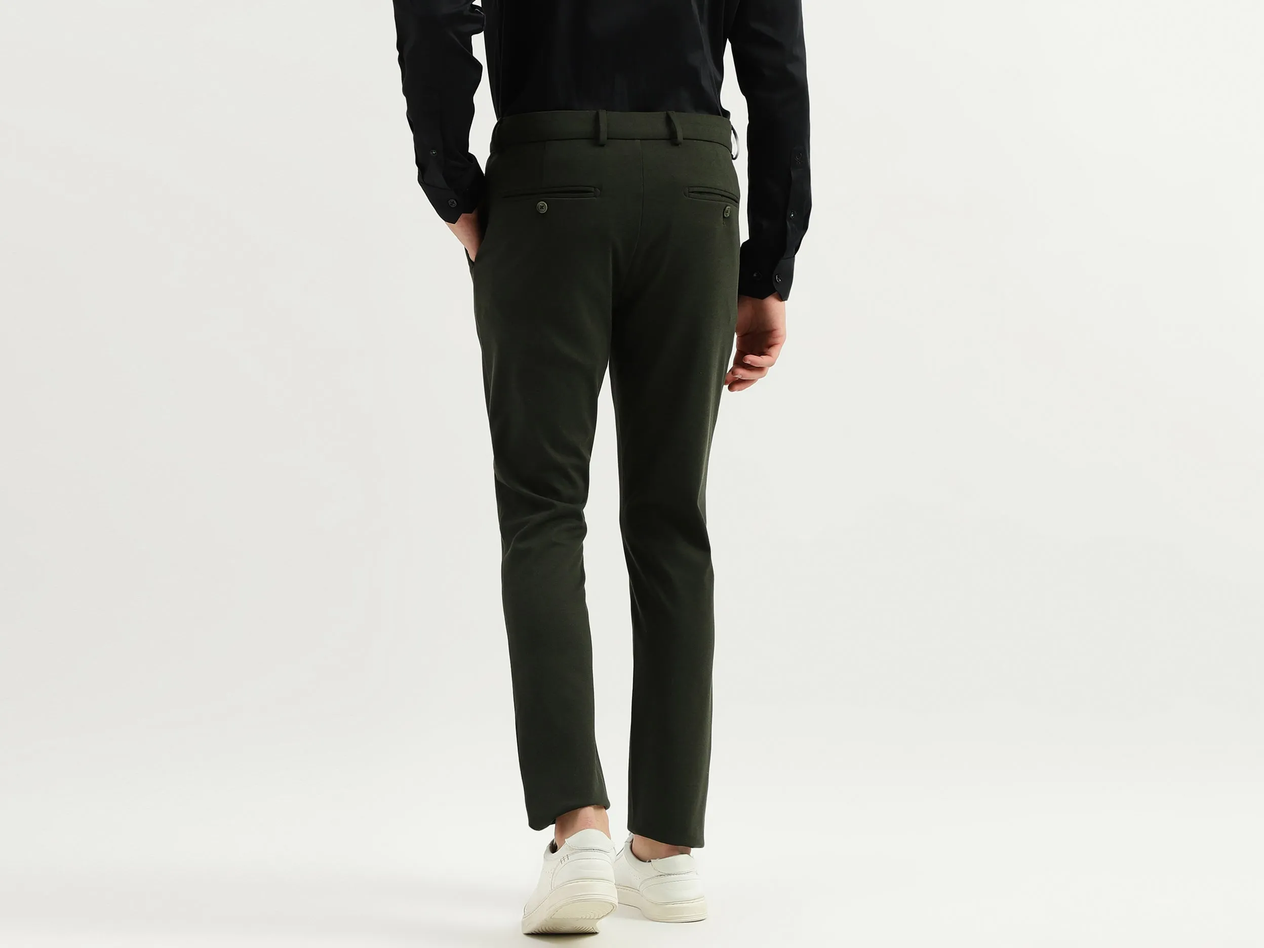 Solid Mid Rise Slim Fit Trousers