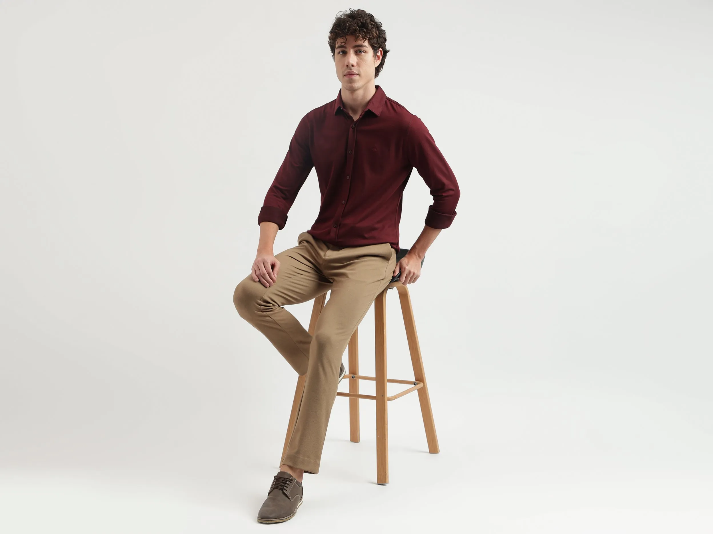 Solid Pattern Slim Fit Trousers