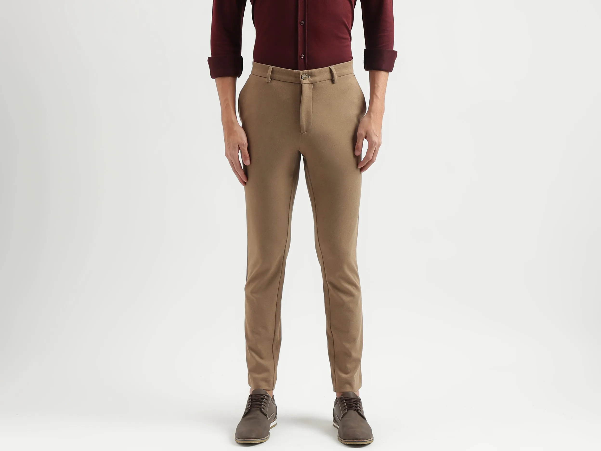 Solid Pattern Slim Fit Trousers