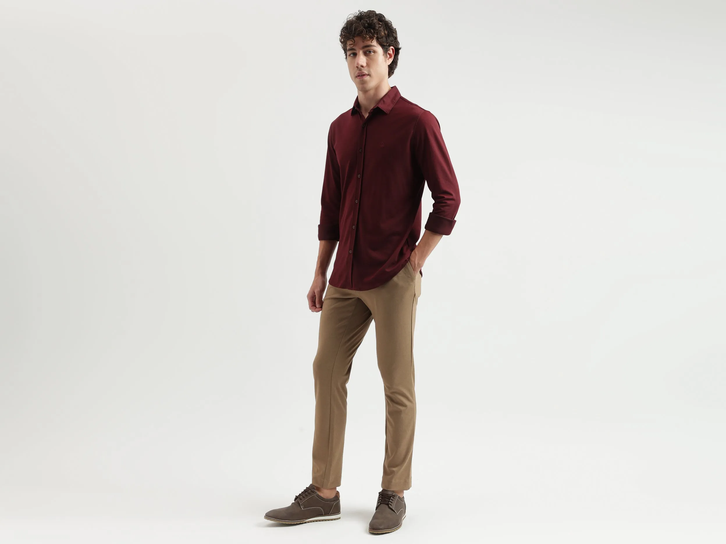 Solid Pattern Slim Fit Trousers