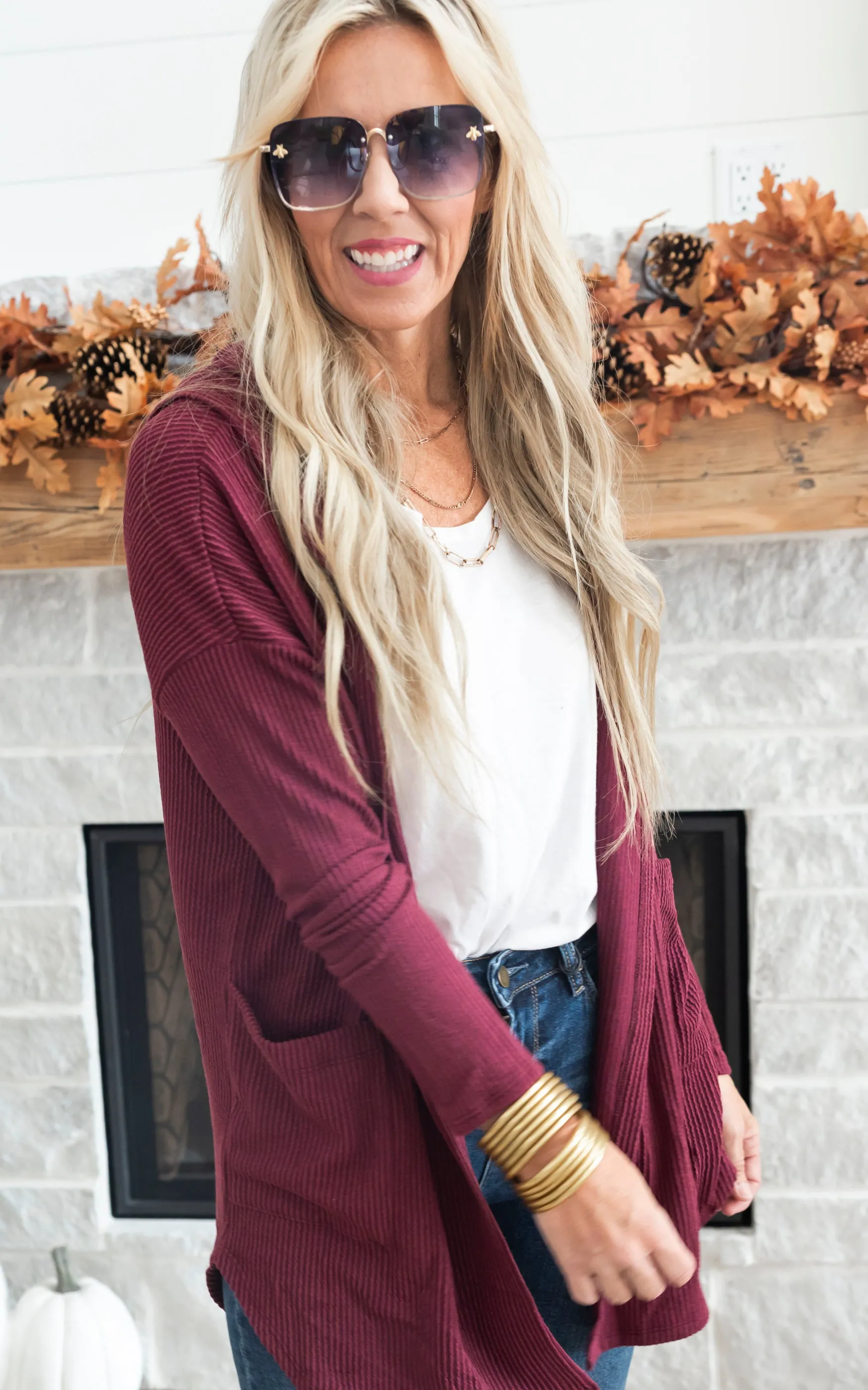 Solid Ribbed Hooded Cardigan - Final Sale
