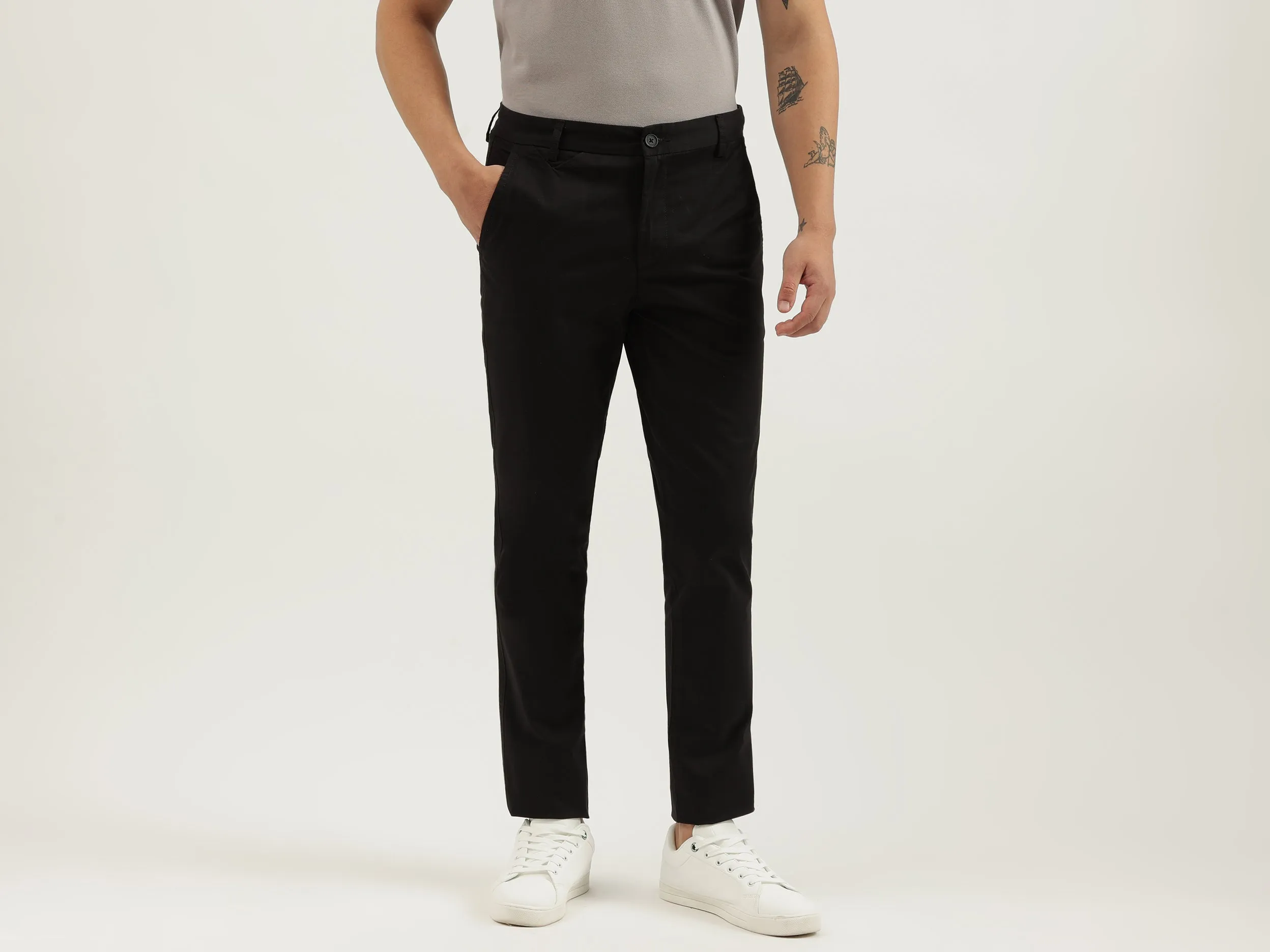 Solid Slim Fit Trousers