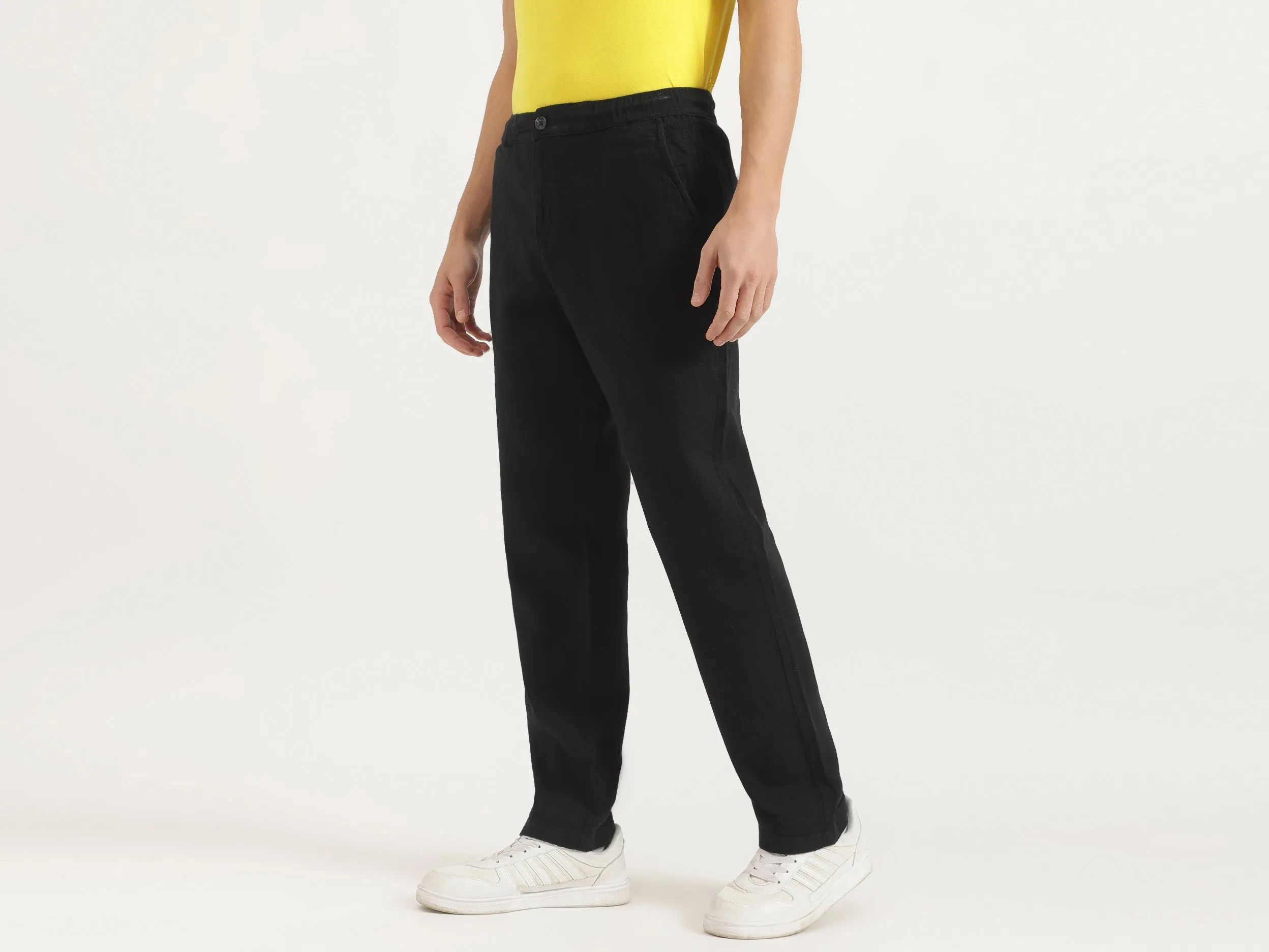 Solid Straight Fit Trousers