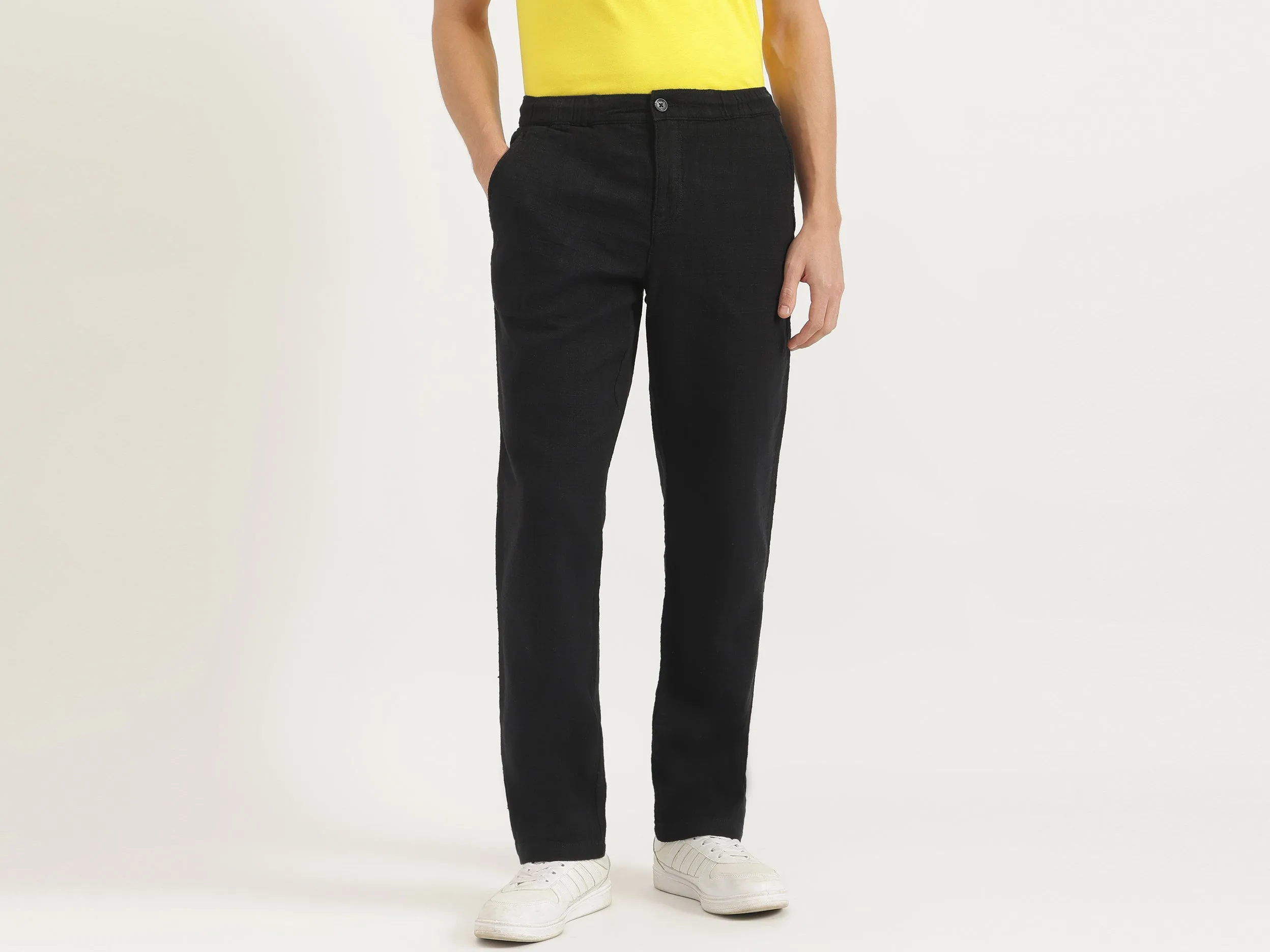 Solid Straight Fit Trousers