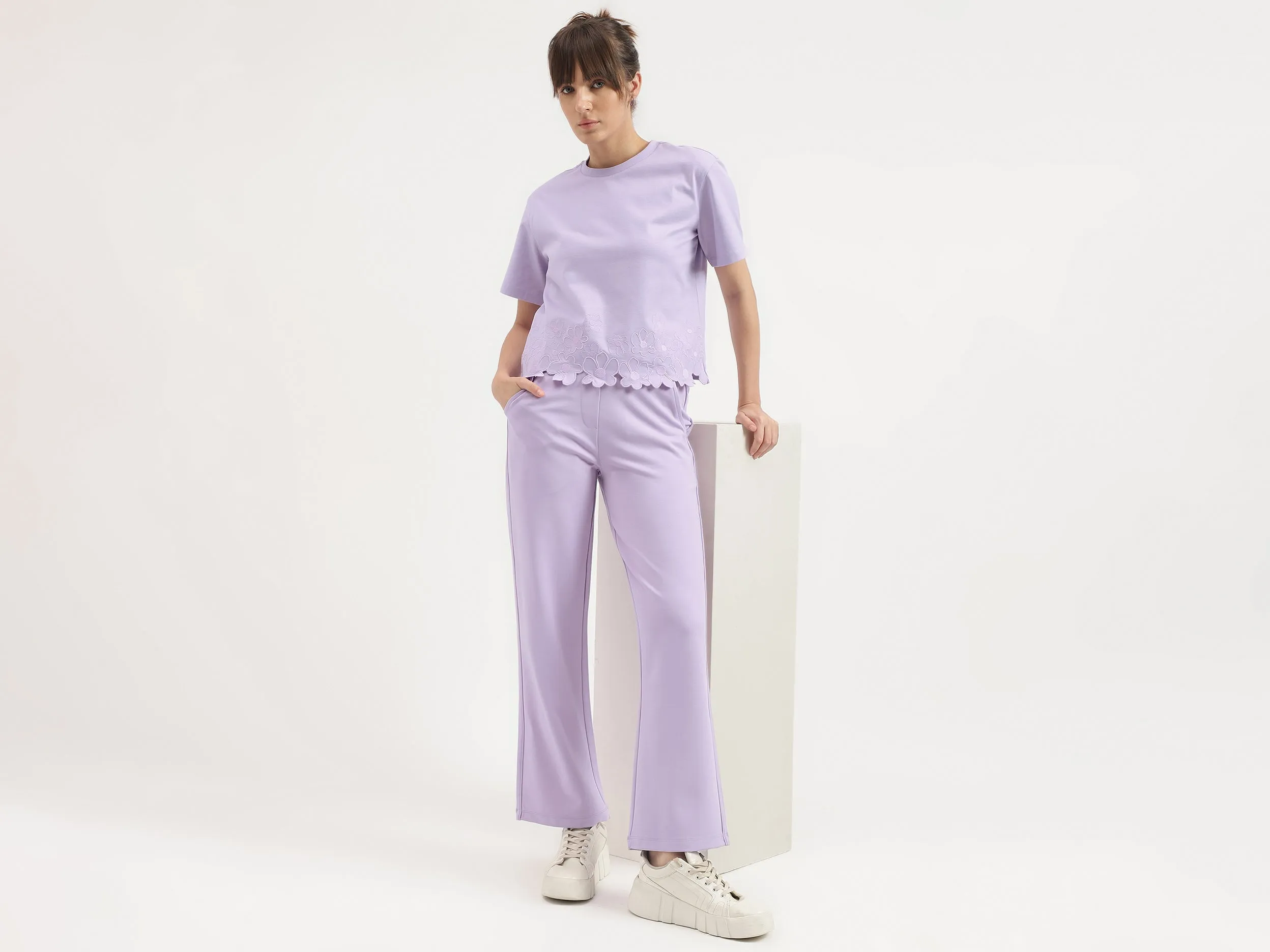 Solid Straight Fit Trousers