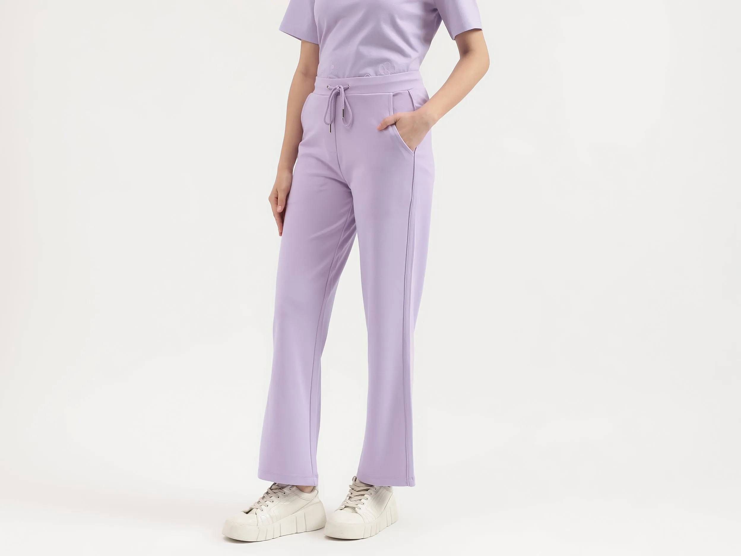 Solid Straight Fit Trousers