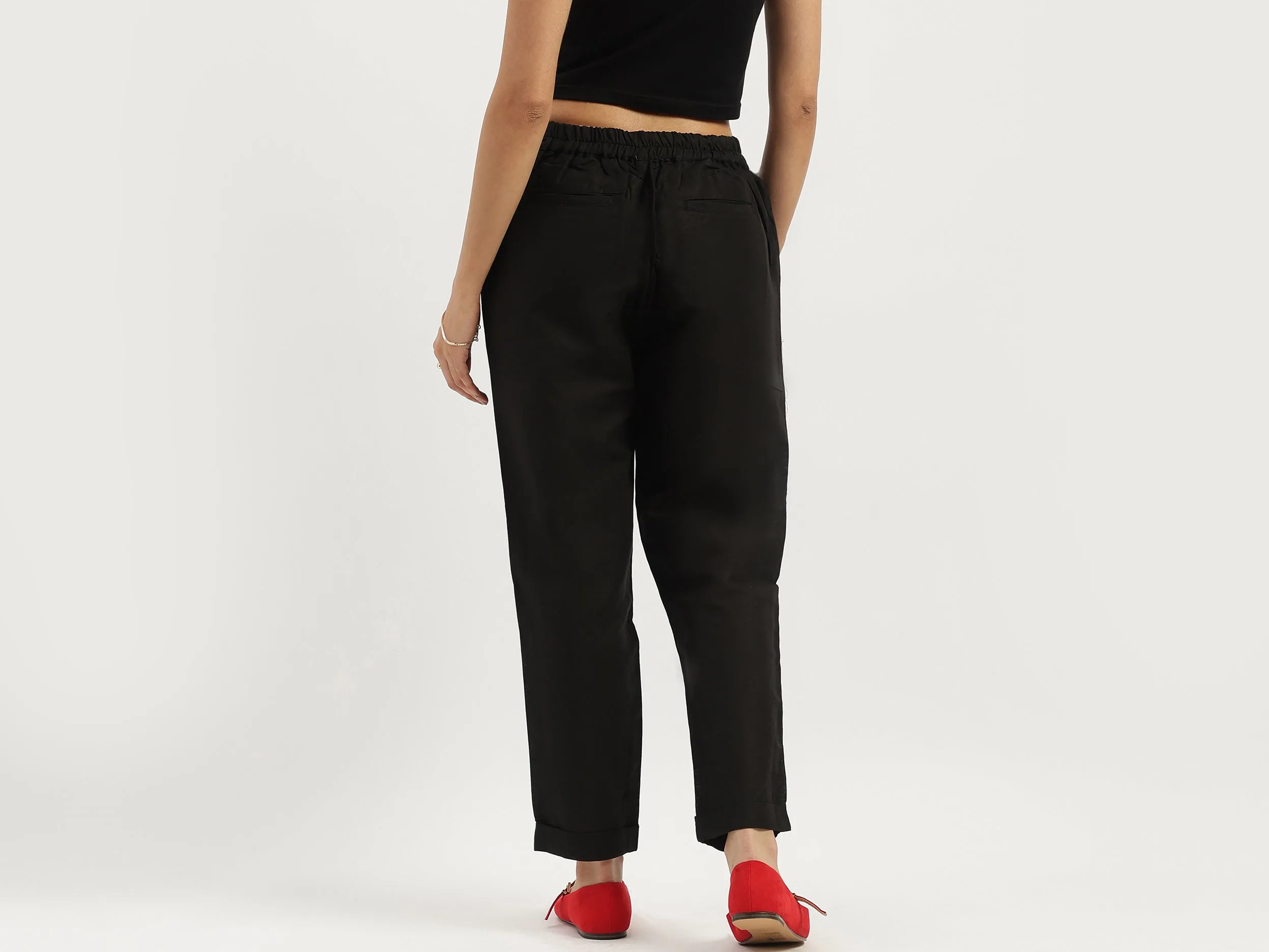 Solid Straight Fit Trousers