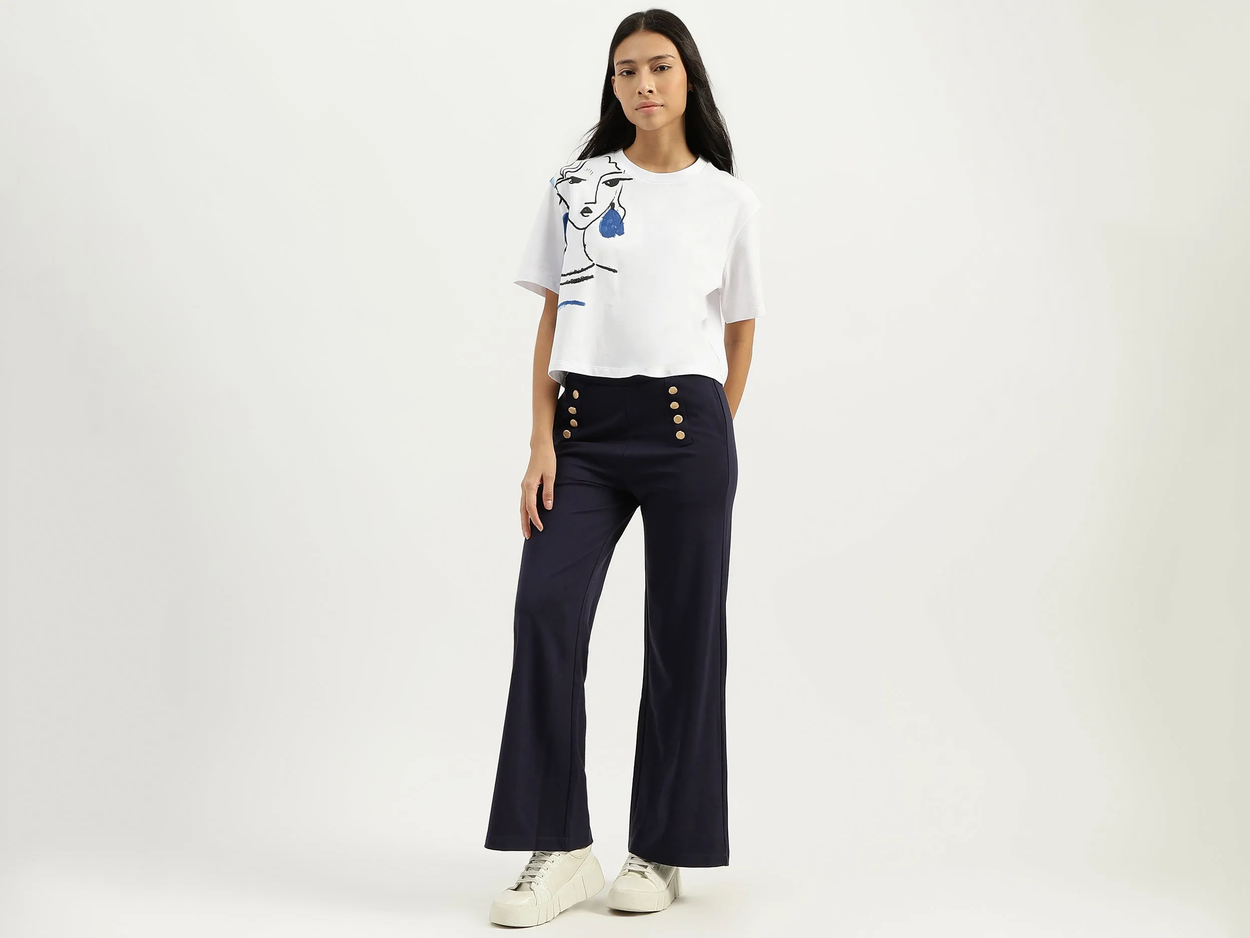 Solid Straight Fit Trousers