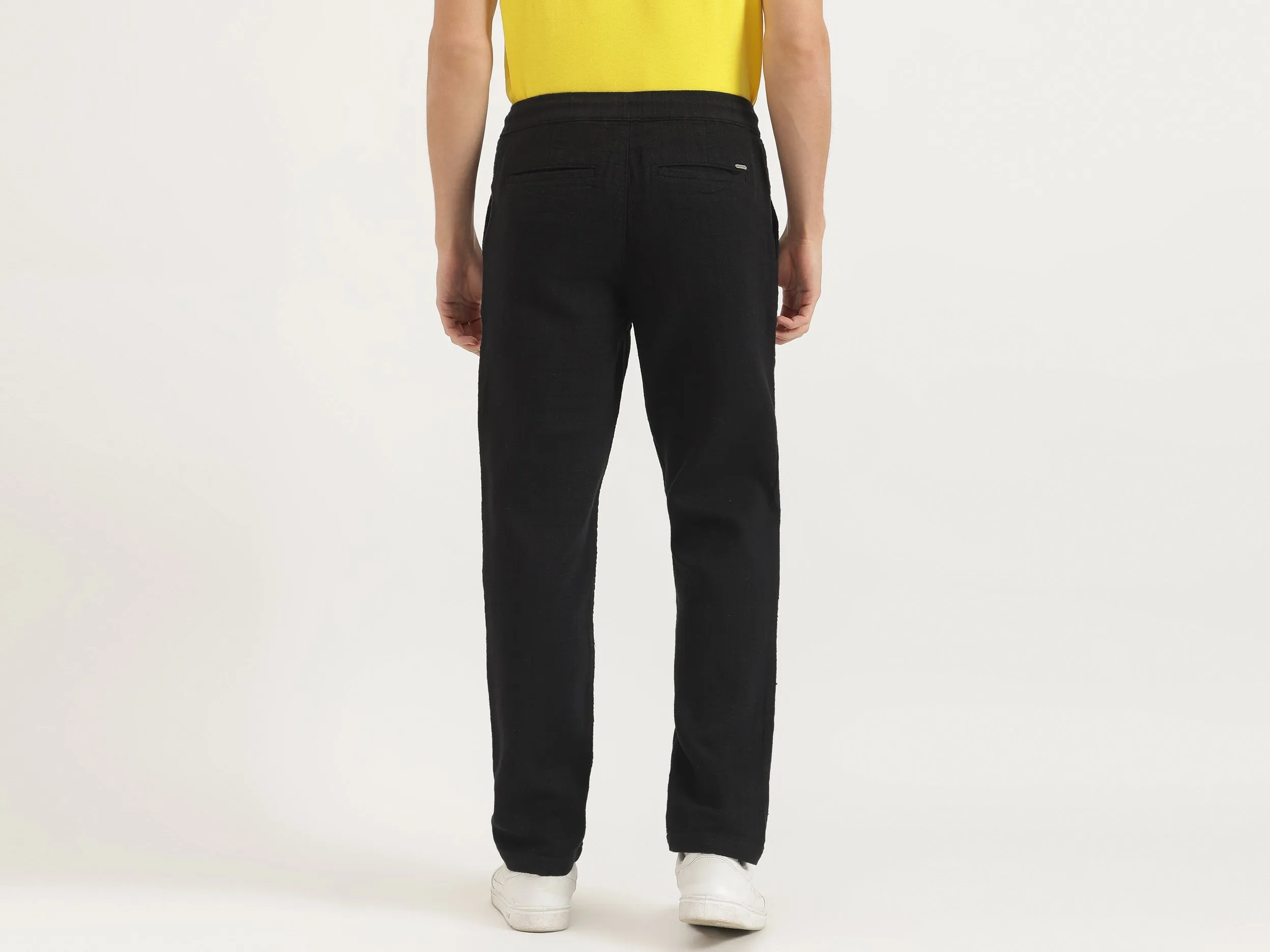 Solid Straight Fit Trousers