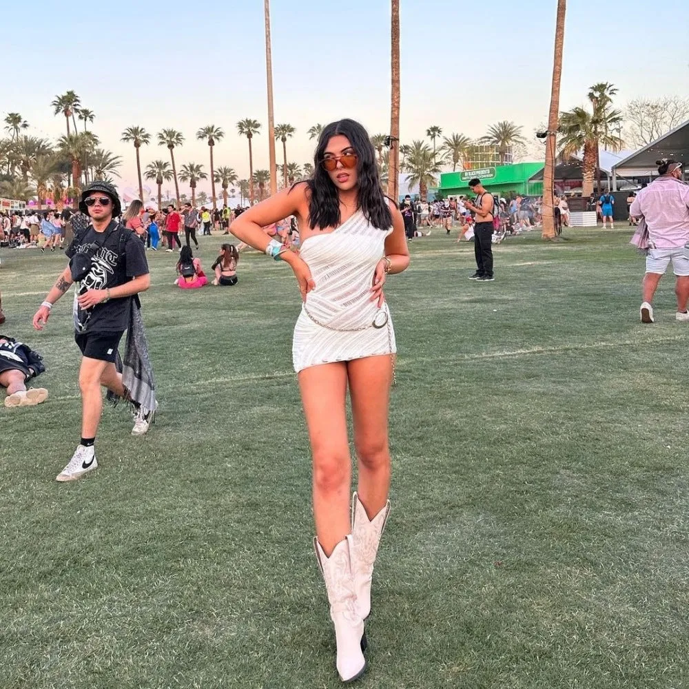 Spliced Off-Shoulder See-through Dress